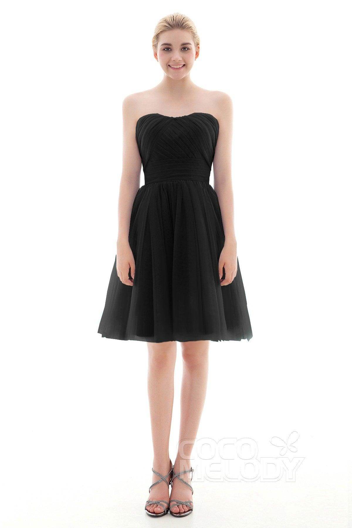 A-Line Short-Mini Tulle Bridesmaid Dress COLM16001
