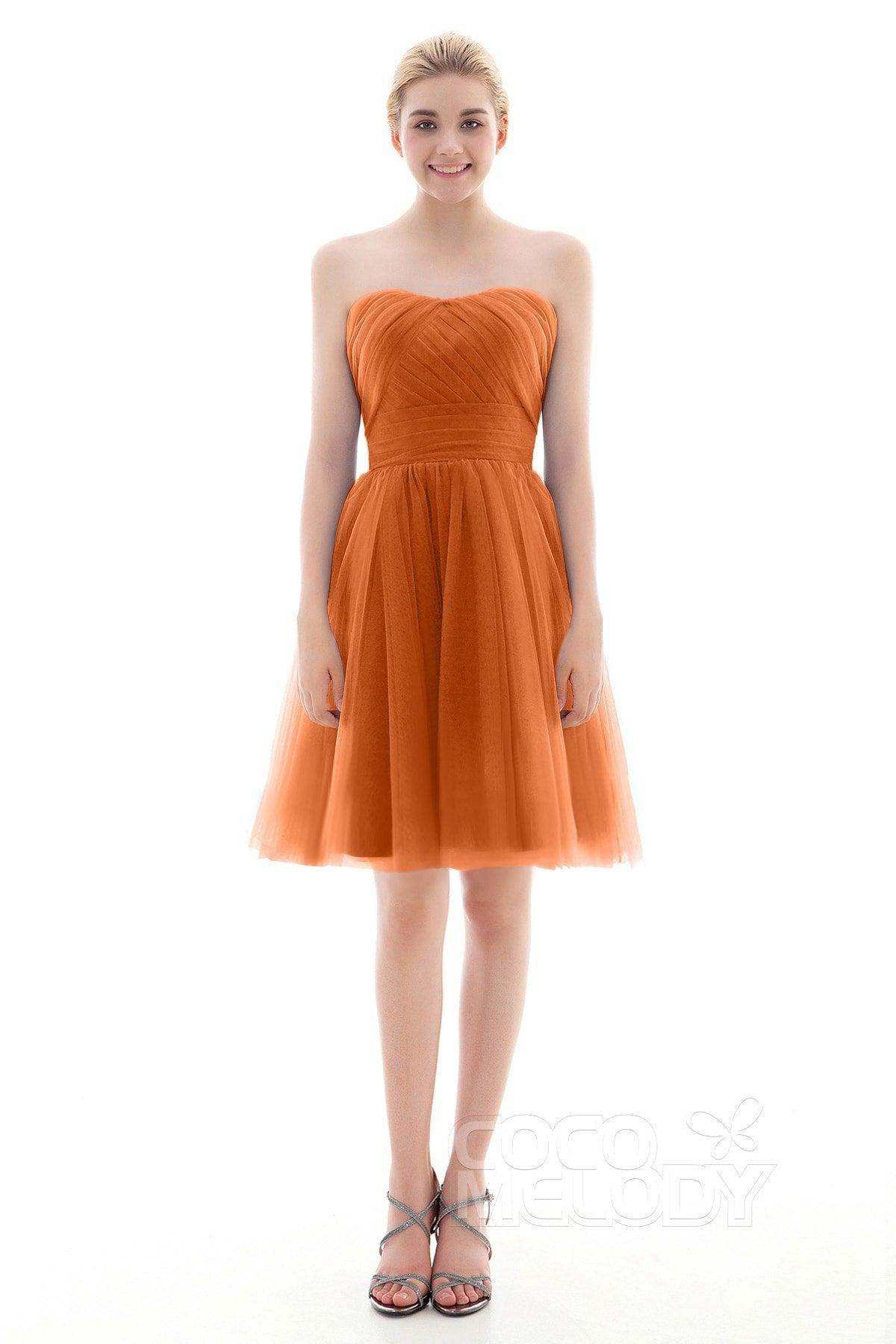 A-Line Short-Mini Tulle Bridesmaid Dress COLM16001