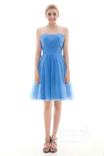 A-Line Short-Mini Tulle Bridesmaid Dress COLM16001
