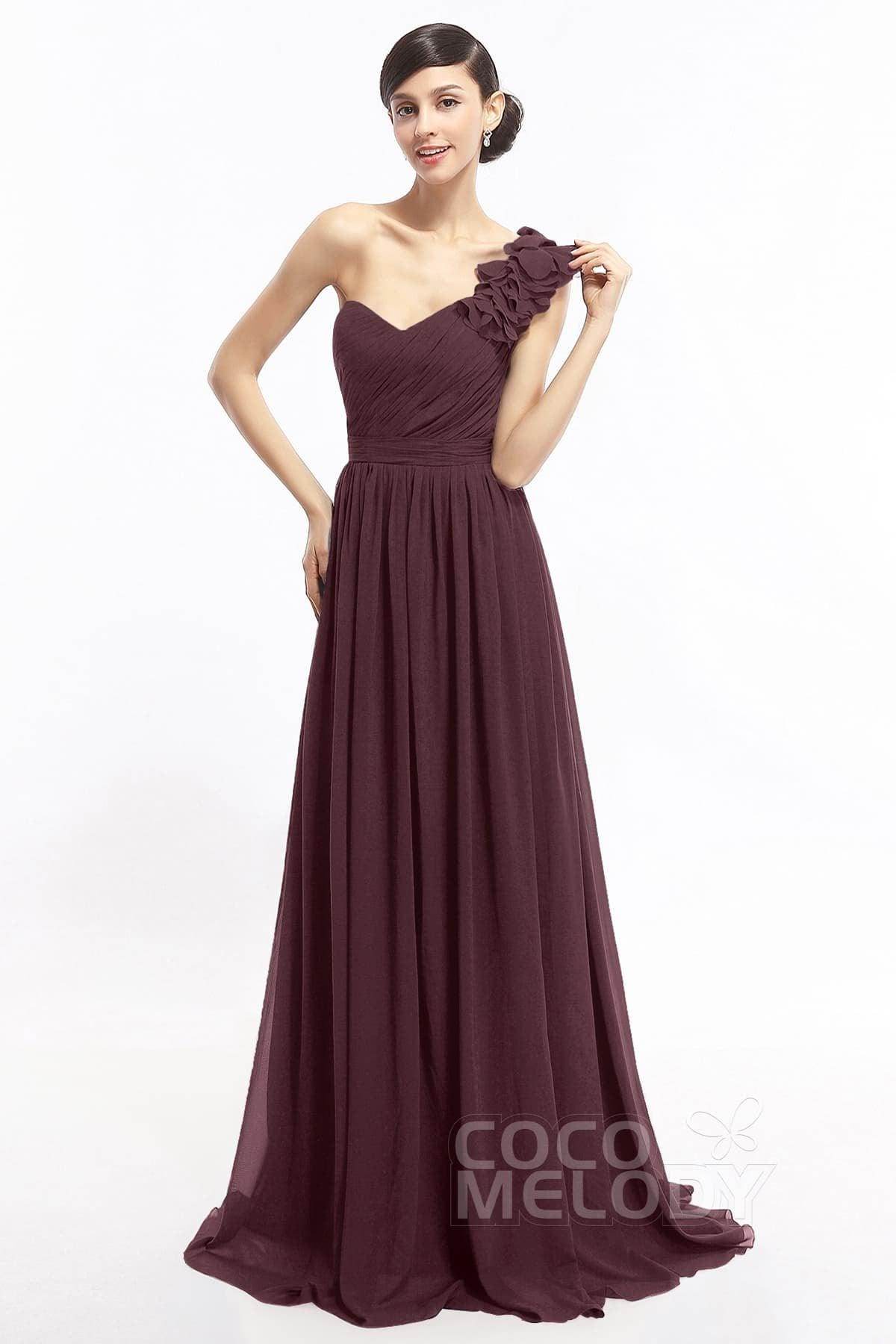 Sheath Sweep-Brush Train Chiffon Evening Dresses COLT14007
