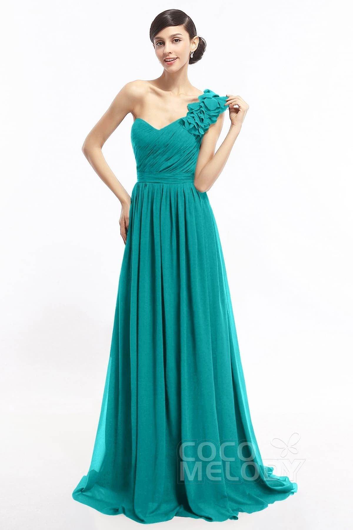 Sheath Sweep-Brush Train Chiffon Evening Dresses COLT14007