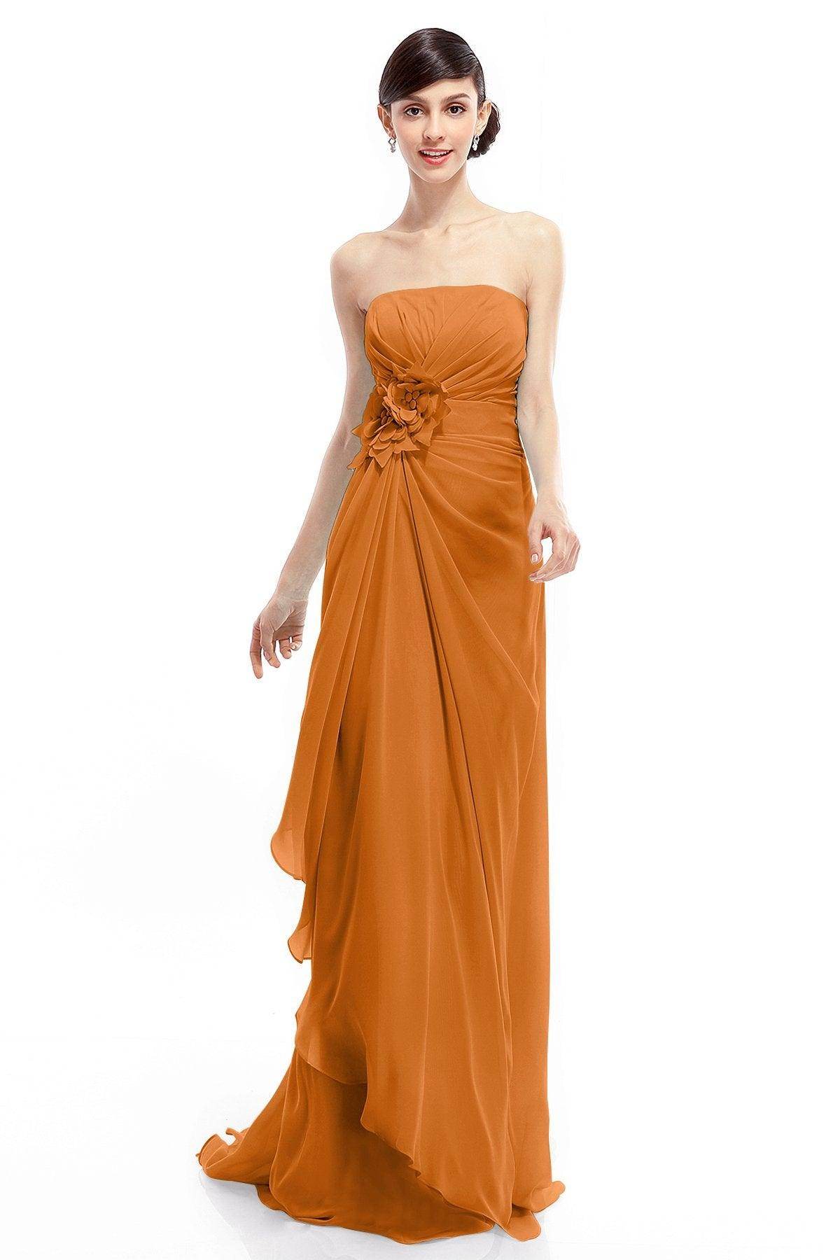 Sheath Sweep Train Chiffon Bridesmaid Dresses COLT1400B