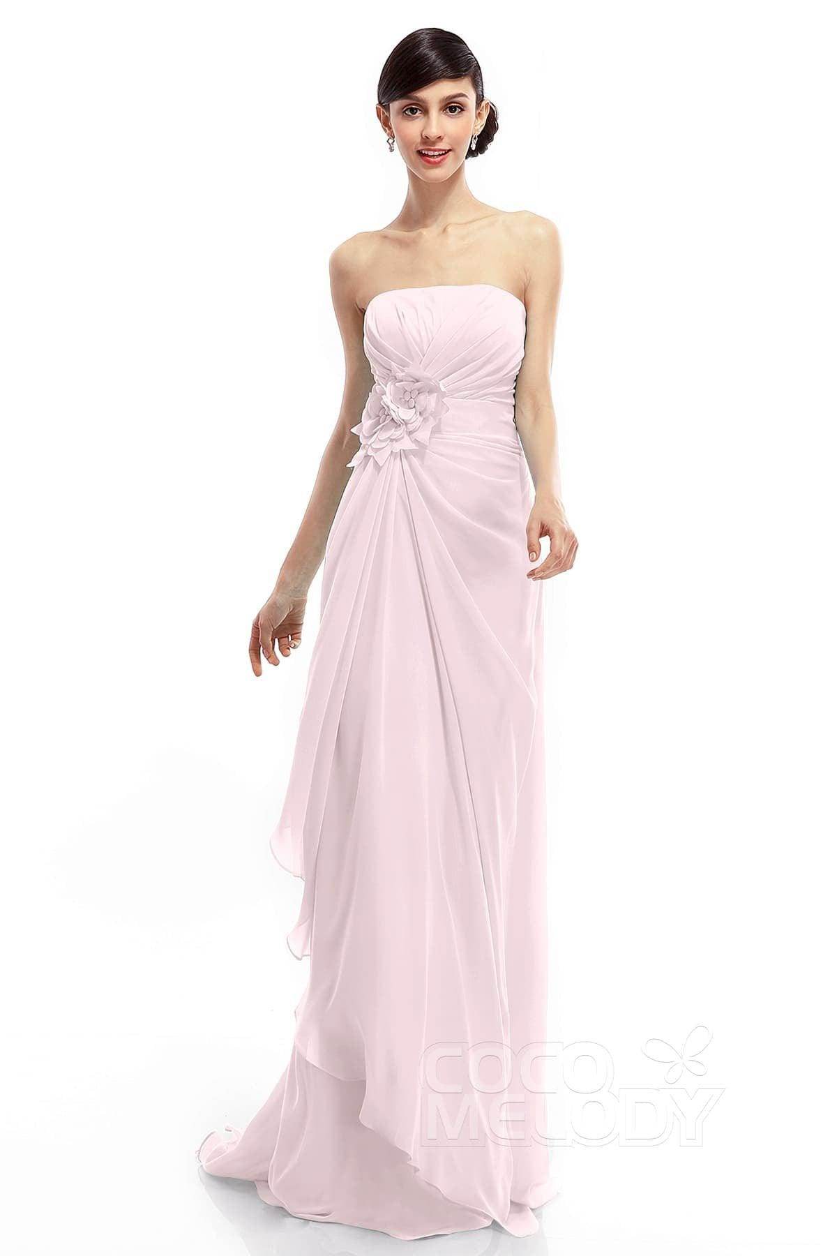 Sheath Sweep Train Chiffon Bridesmaid Dresses COLT1400B