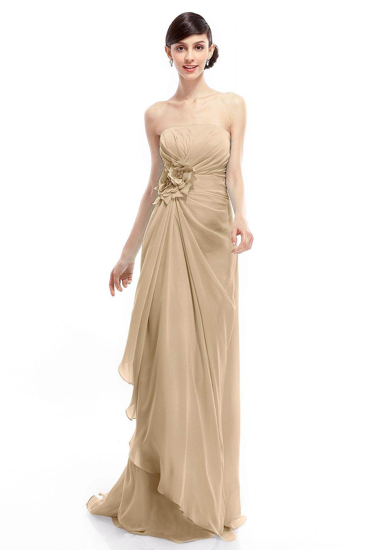 Sheath Sweep Train Chiffon Bridesmaid Dresses COLT1400B