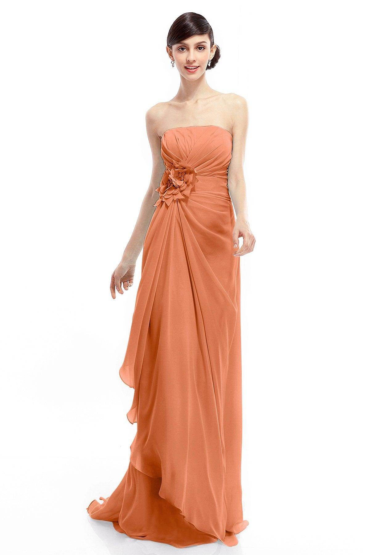 Sheath Sweep Train Chiffon Bridesmaid Dresses COLT1400B