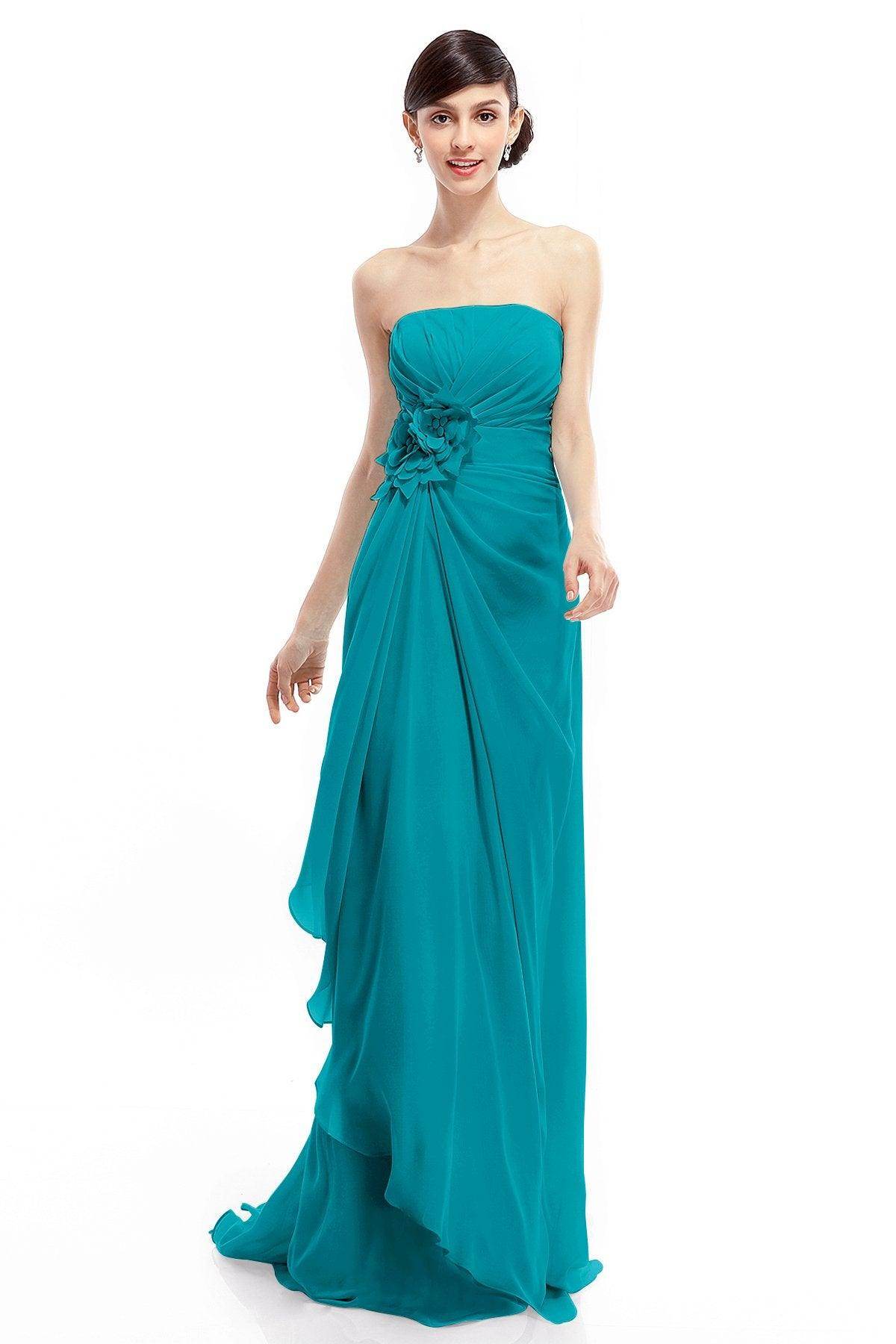 Sheath Sweep Train Chiffon Bridesmaid Dresses COLT1400B