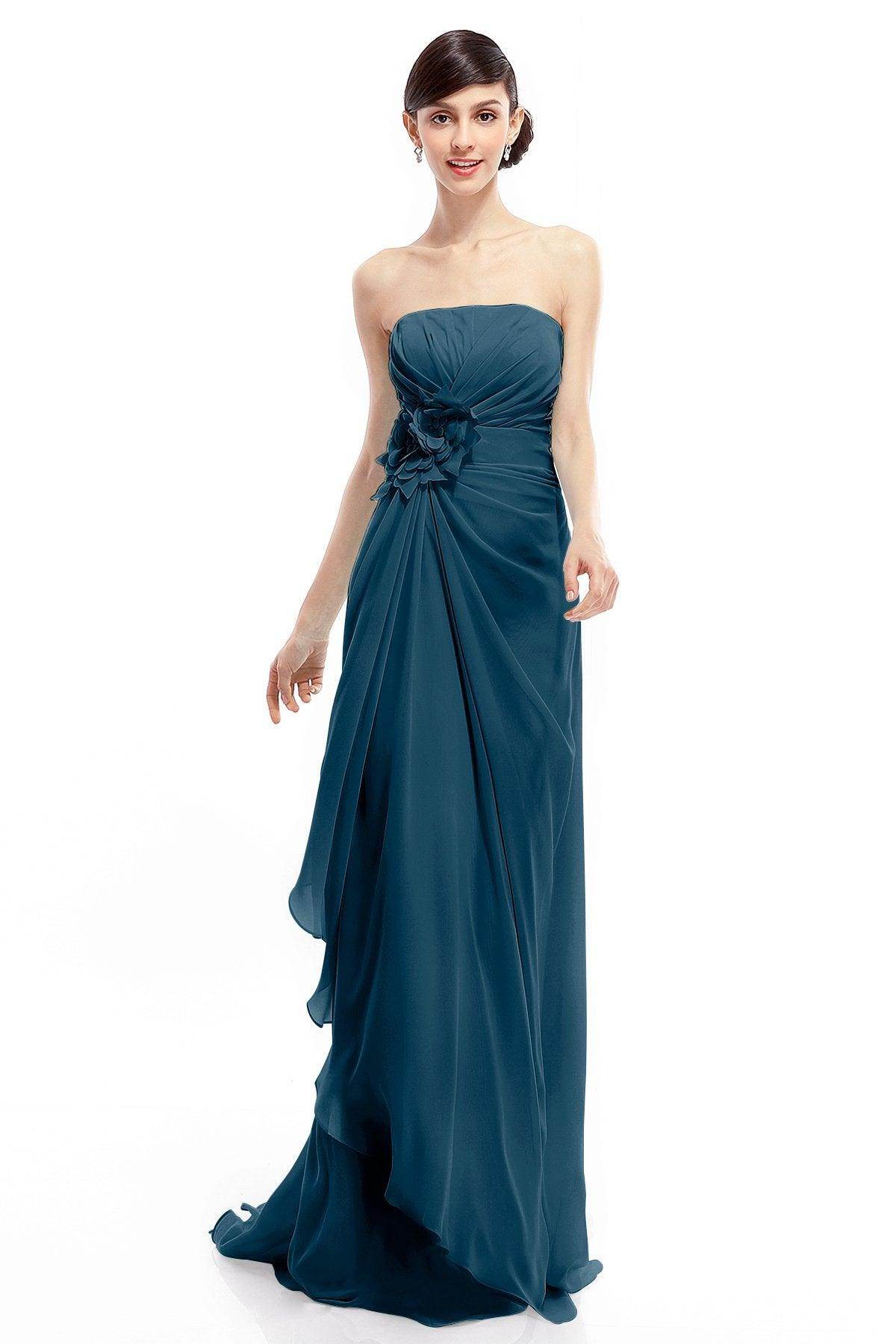 Sheath Sweep Train Chiffon Bridesmaid Dresses COLT1400B