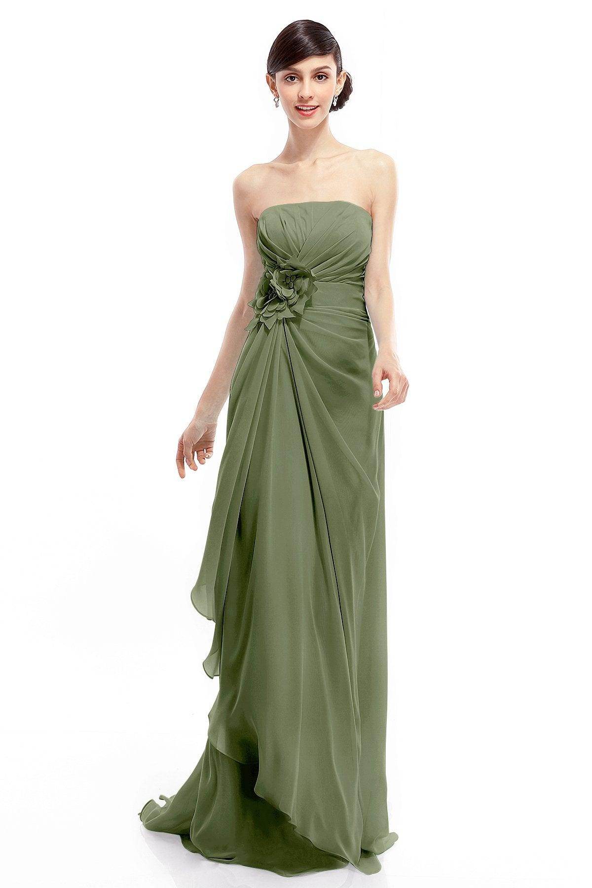 Sheath Sweep Train Chiffon Bridesmaid Dresses COLT1400B