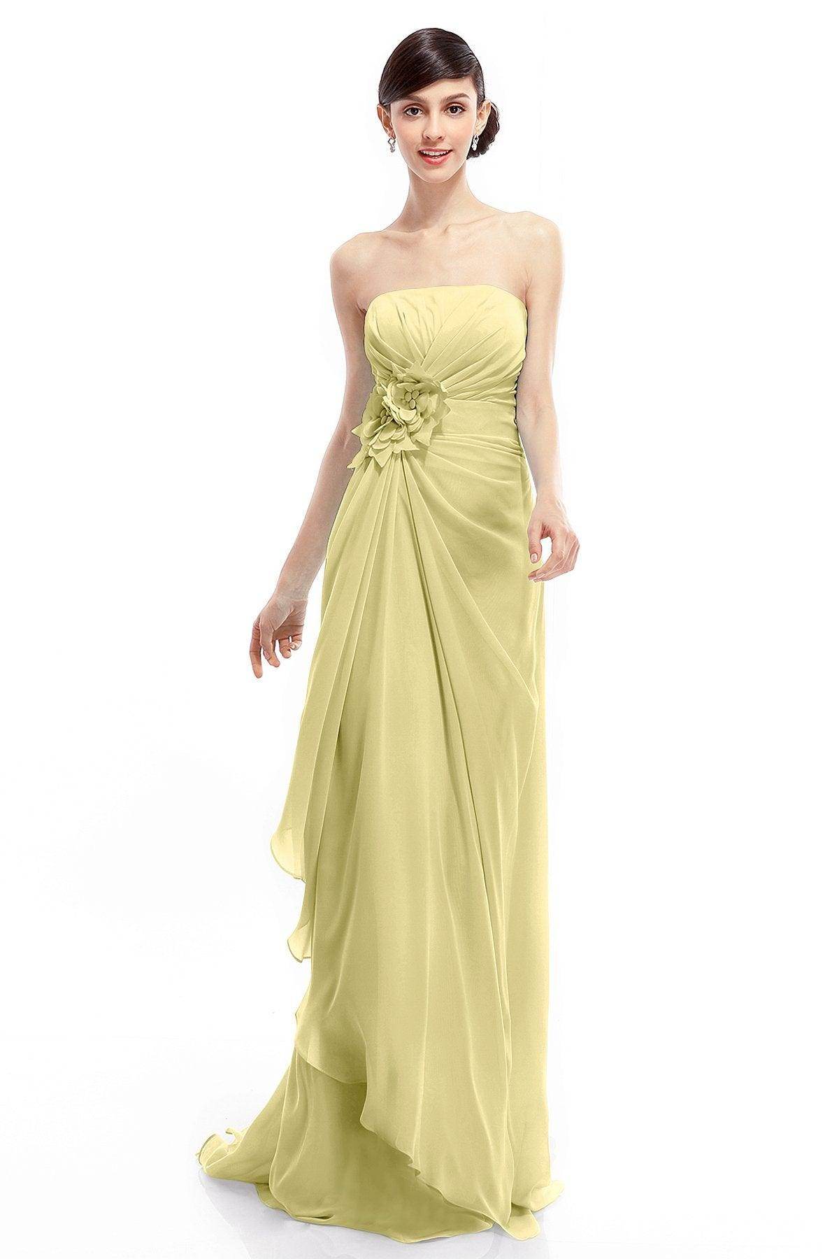 Sheath Sweep Train Chiffon Bridesmaid Dresses COLT1400B