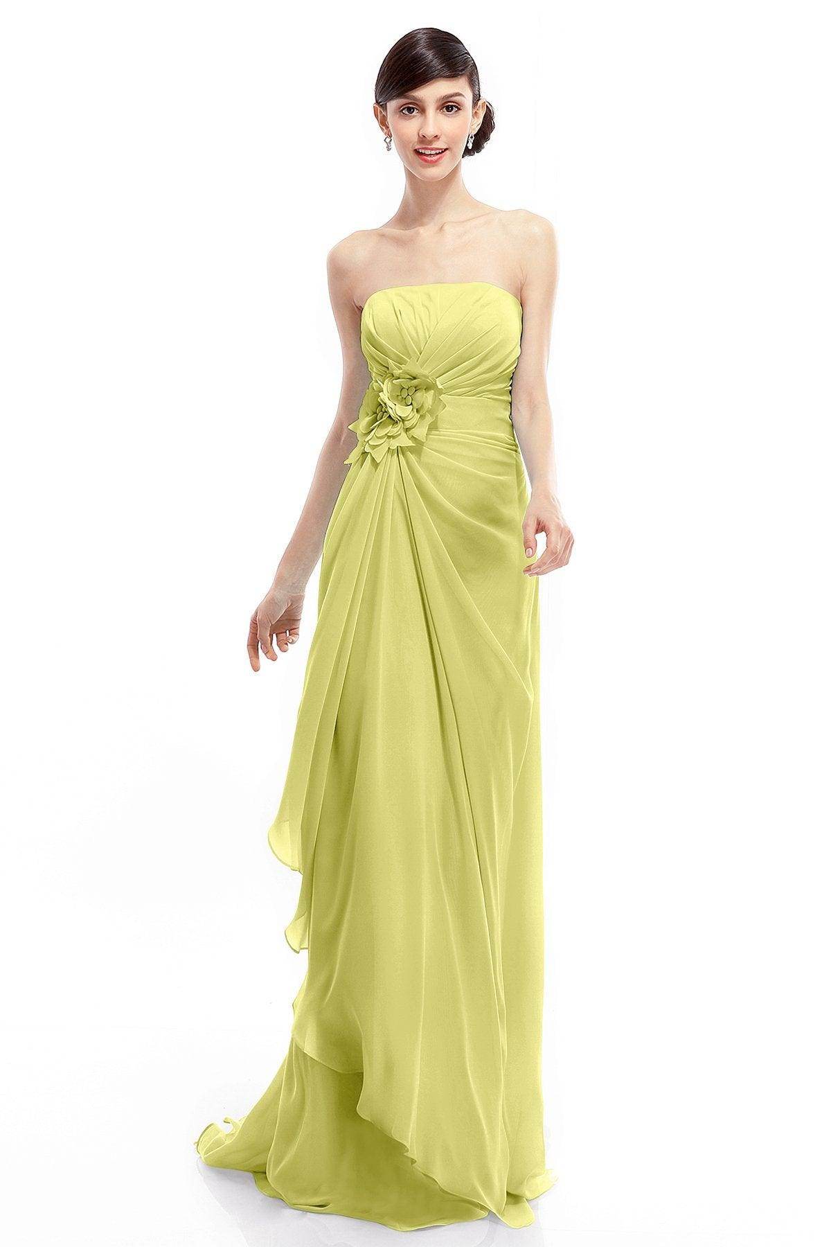 Sheath Sweep Train Chiffon Bridesmaid Dresses COLT1400B