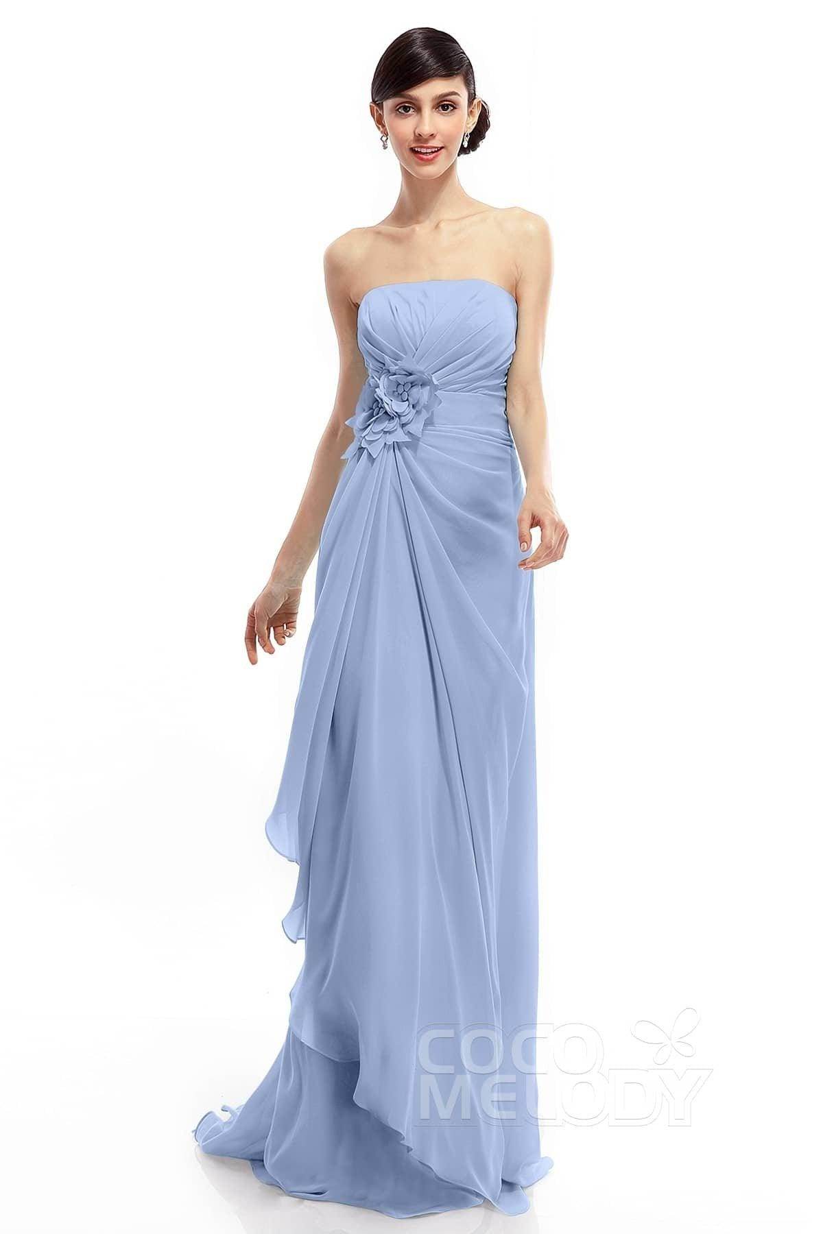 Sheath Sweep Train Chiffon Bridesmaid Dresses COLT1400B