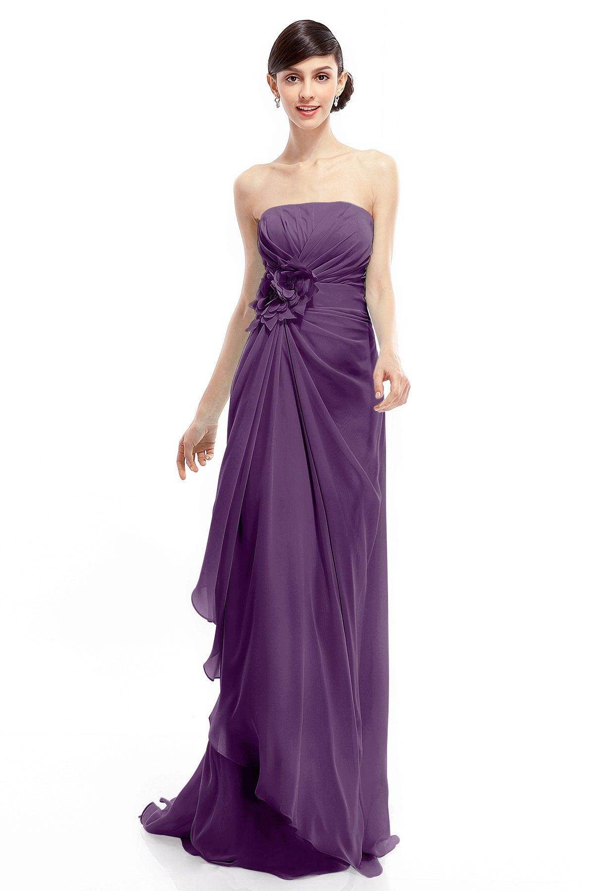 Sheath Sweep Train Chiffon Bridesmaid Dresses COLT1400B