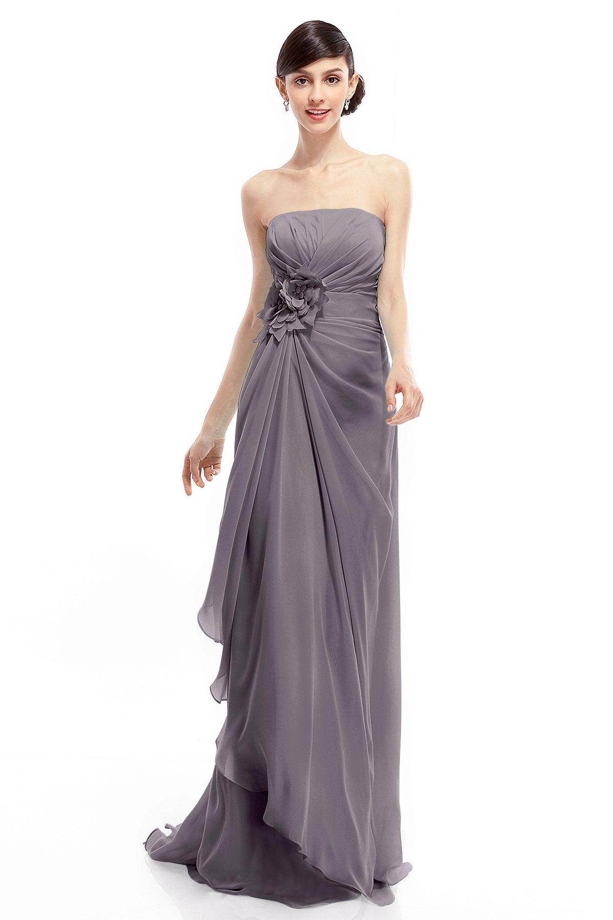 Sheath Sweep Train Chiffon Bridesmaid Dresses COLT1400B