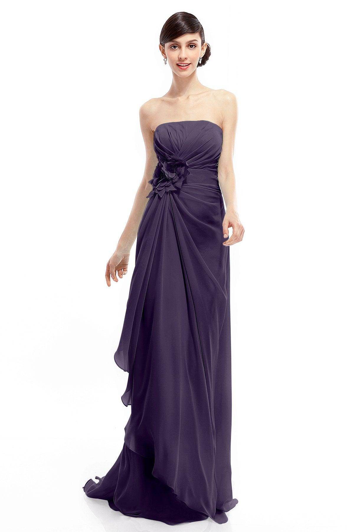Sheath Sweep Train Chiffon Bridesmaid Dresses COLT1400B