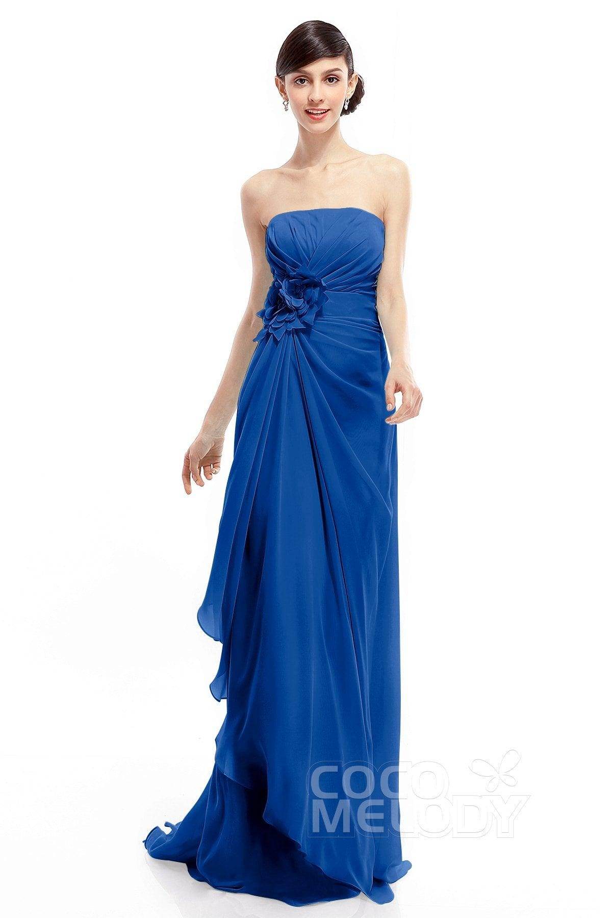 Sheath Sweep Train Chiffon Bridesmaid Dresses COLT1400B