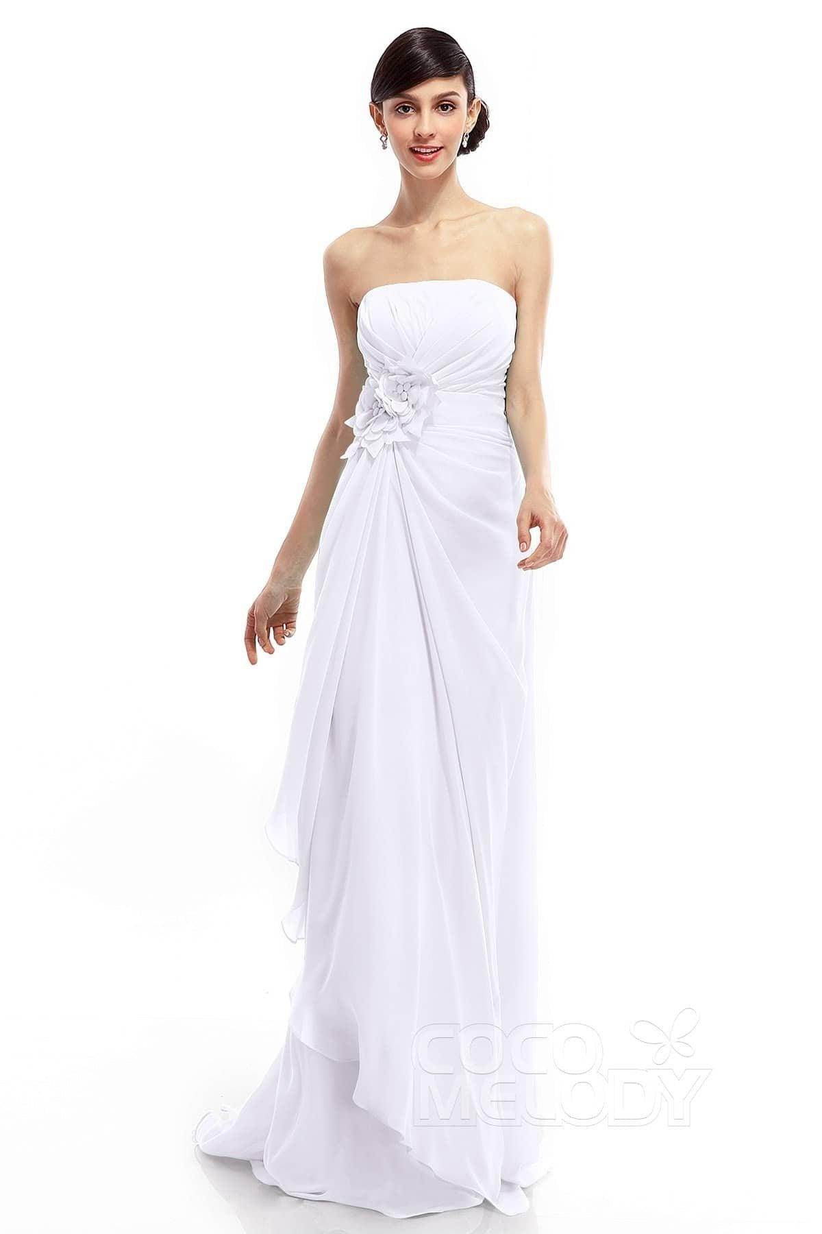 Sheath Sweep Train Chiffon Bridesmaid Dresses COLT1400B