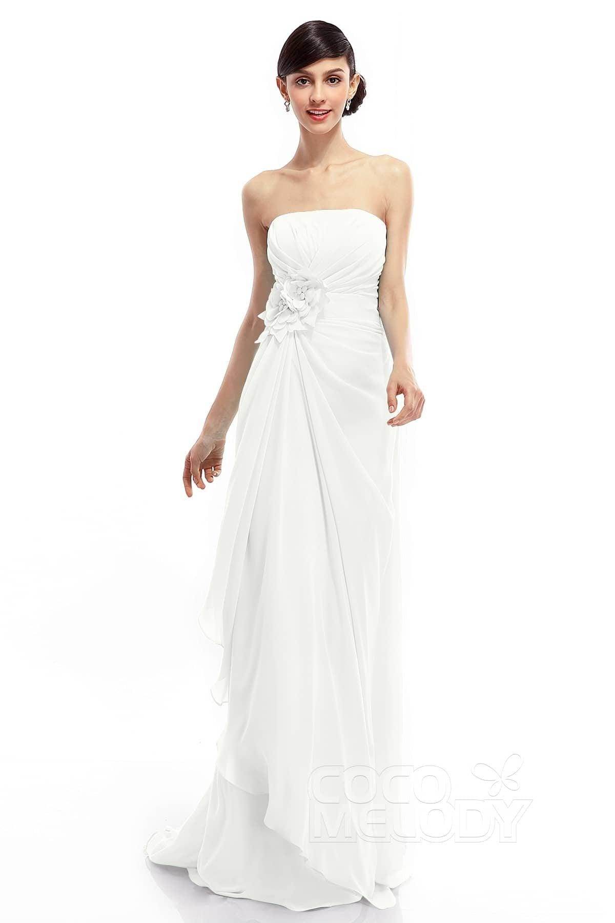 Sheath Sweep Train Chiffon Bridesmaid Dresses COLT1400B