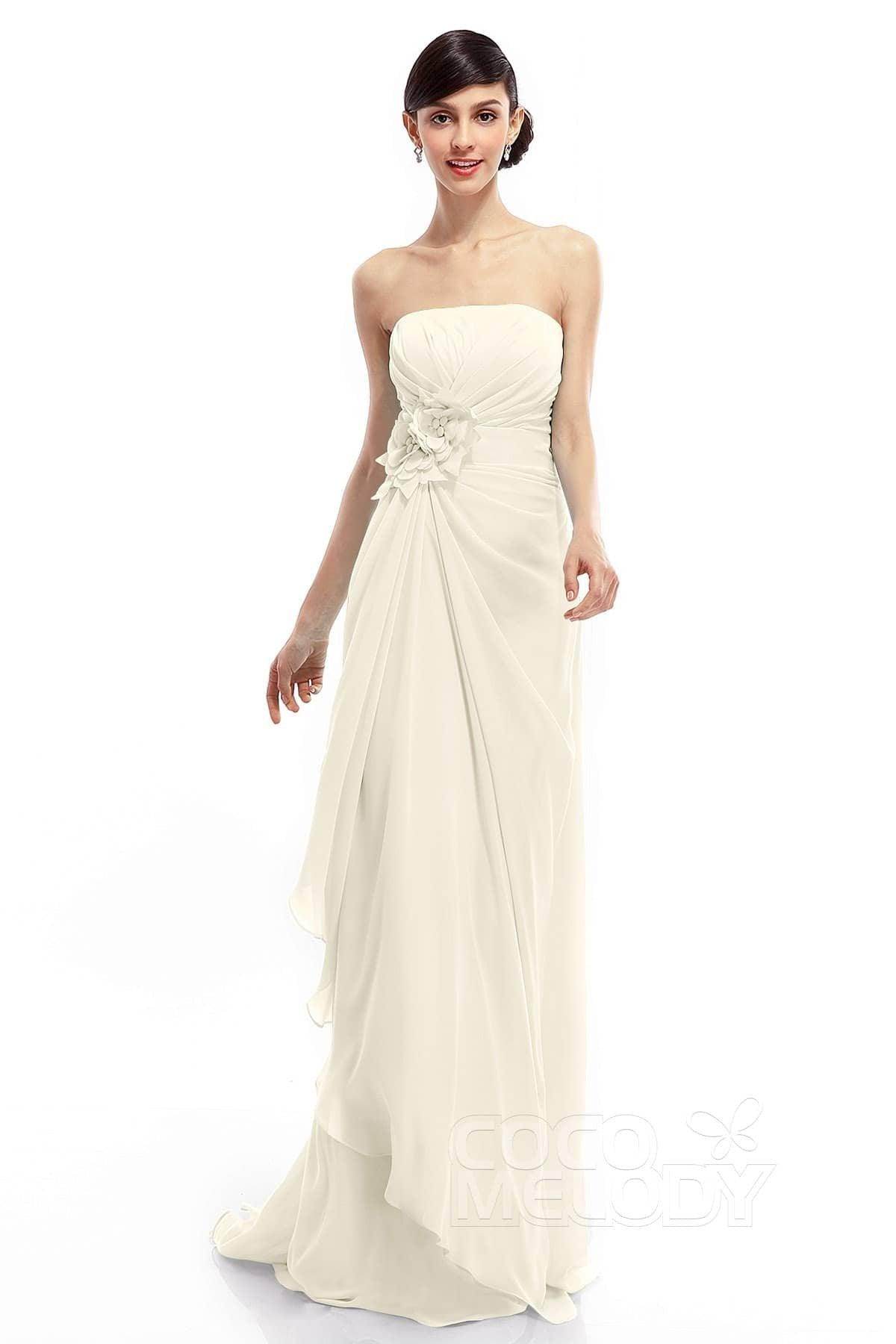 Sheath Sweep Train Chiffon Bridesmaid Dresses COLT1400B