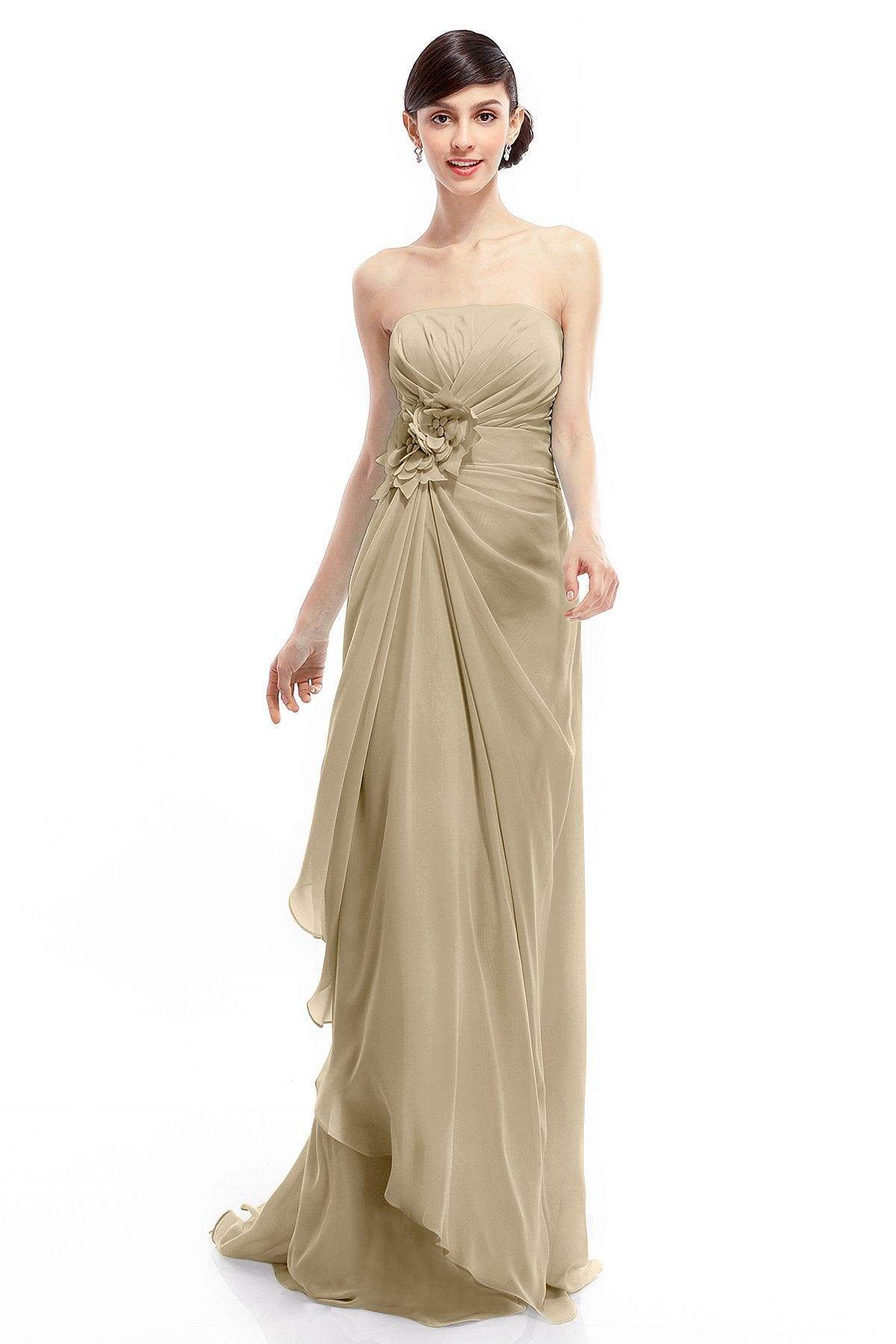 Sheath Sweep Train Chiffon Bridesmaid Dresses COLT1400B