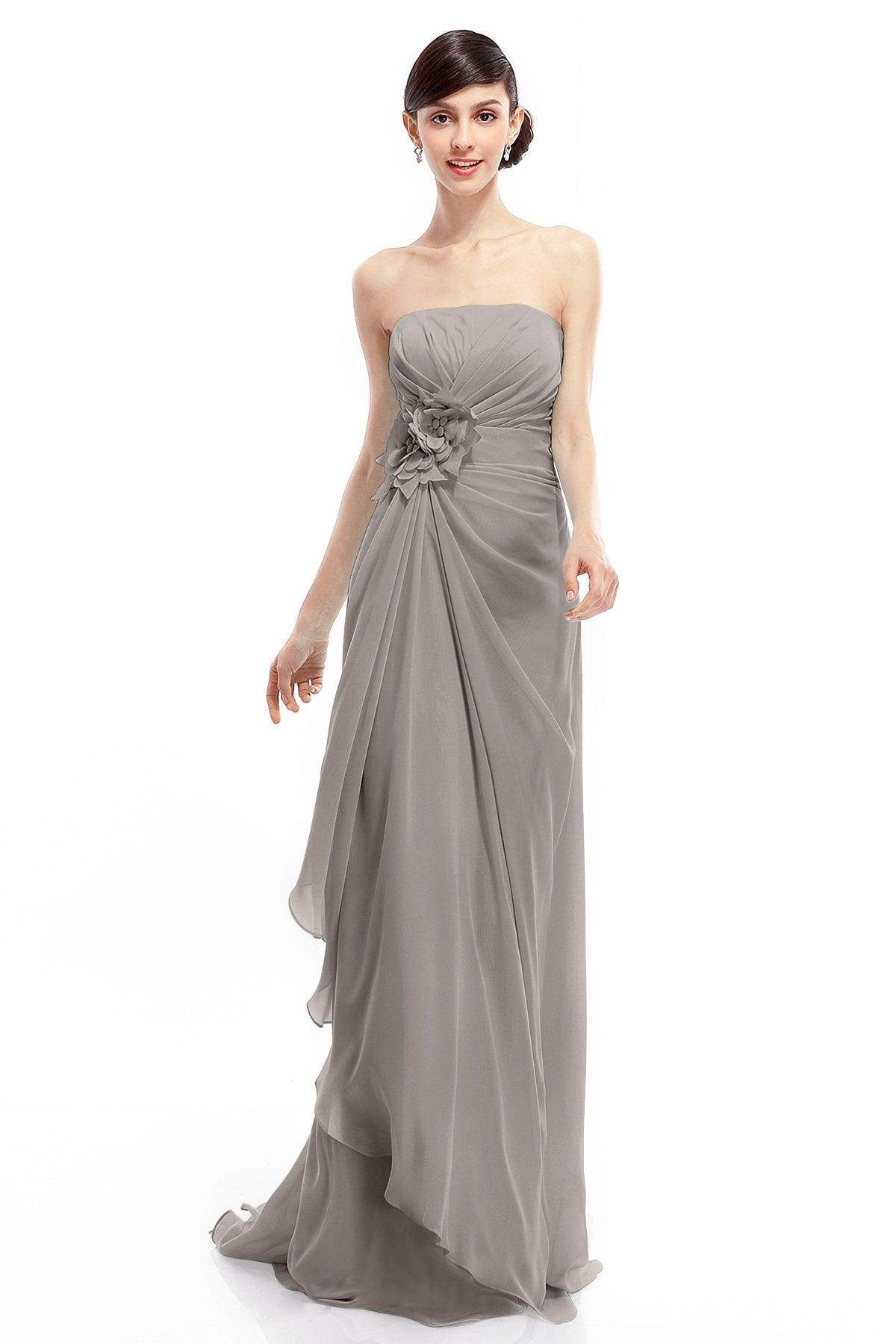 Sheath Sweep Train Chiffon Bridesmaid Dresses COLT1400B