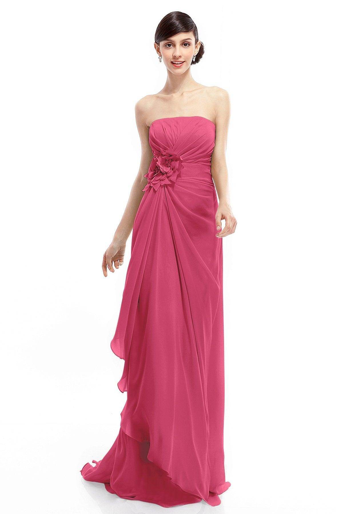 Sheath Sweep Train Chiffon Bridesmaid Dresses COLT1400B