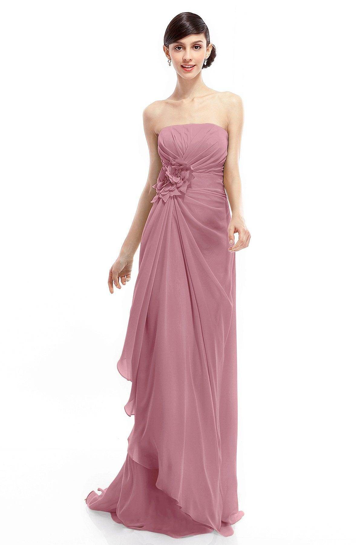 Sheath Sweep Train Chiffon Bridesmaid Dresses COLT1400B