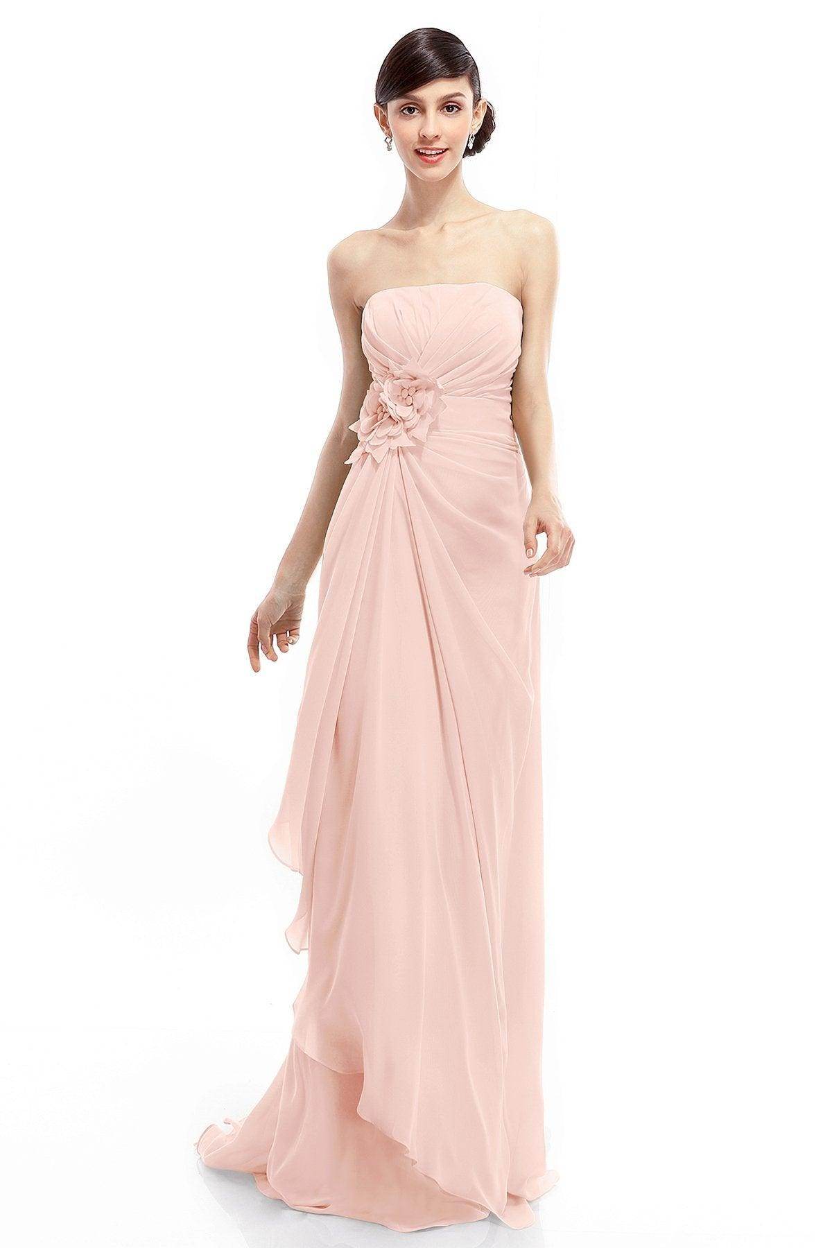 Sheath Sweep Train Chiffon Bridesmaid Dresses COLT1400B