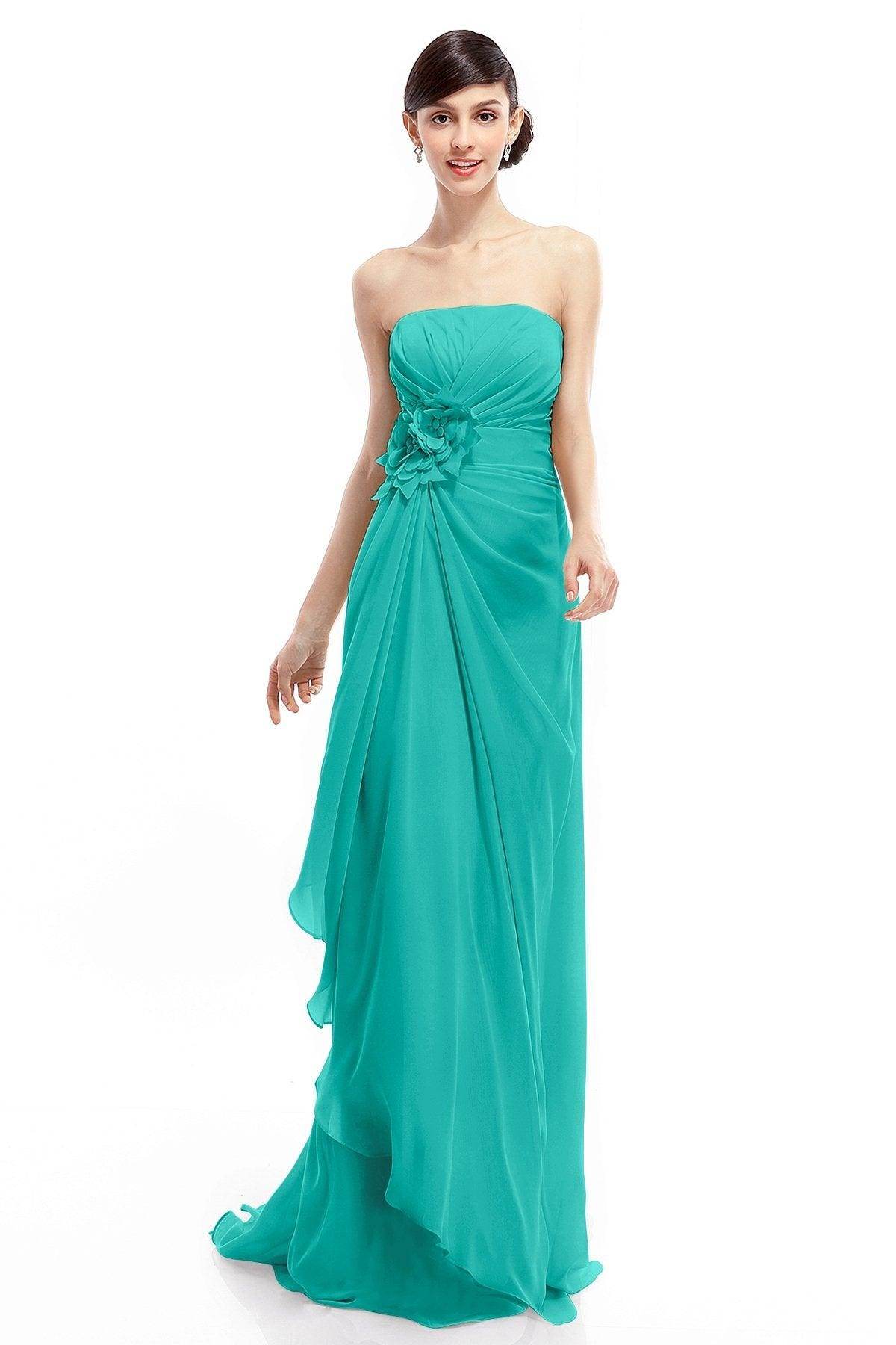 Sheath Sweep Train Chiffon Bridesmaid Dresses COLT1400B