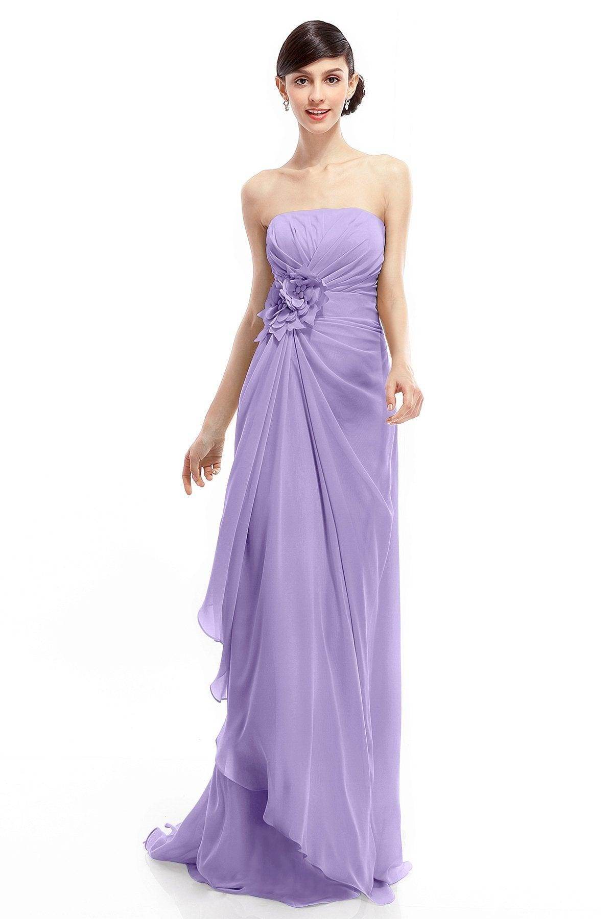 Sheath Sweep Train Chiffon Bridesmaid Dresses COLT1400B