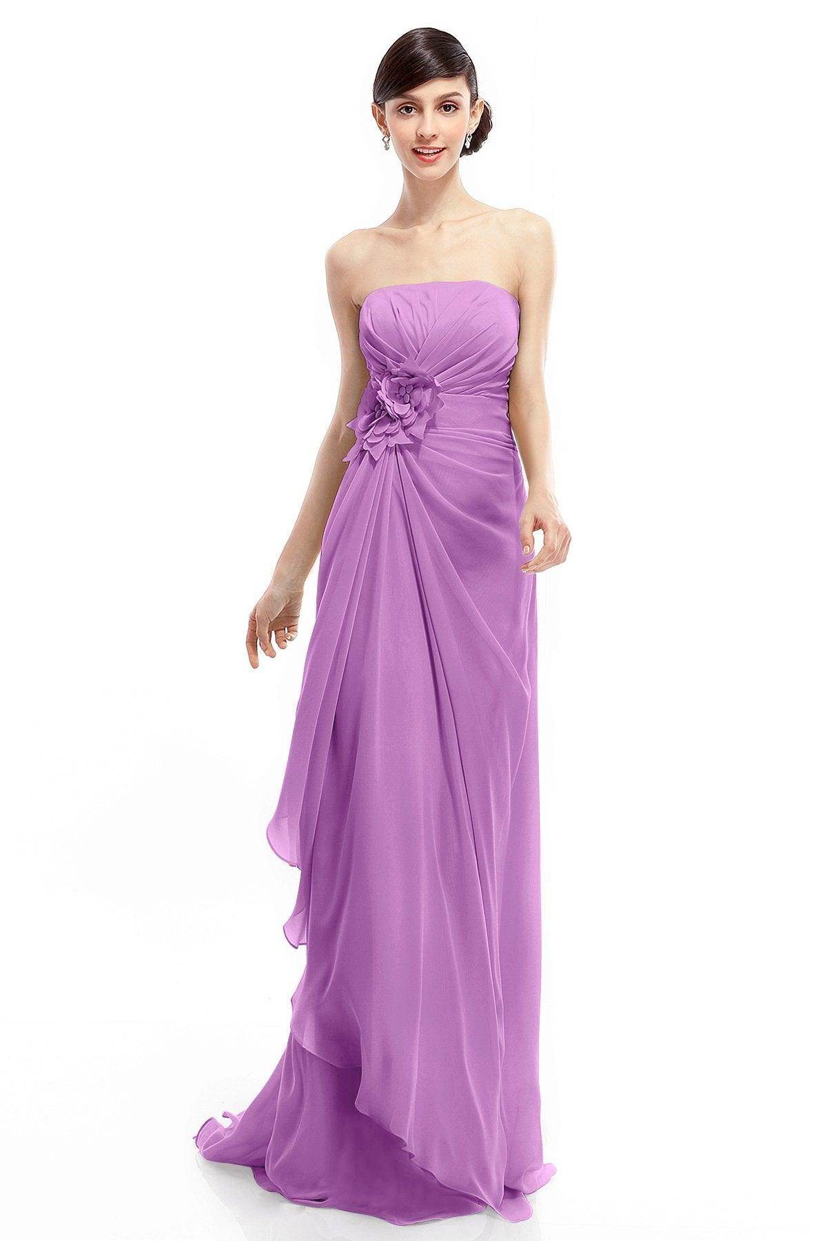 Sheath Sweep Train Chiffon Bridesmaid Dresses COLT1400B
