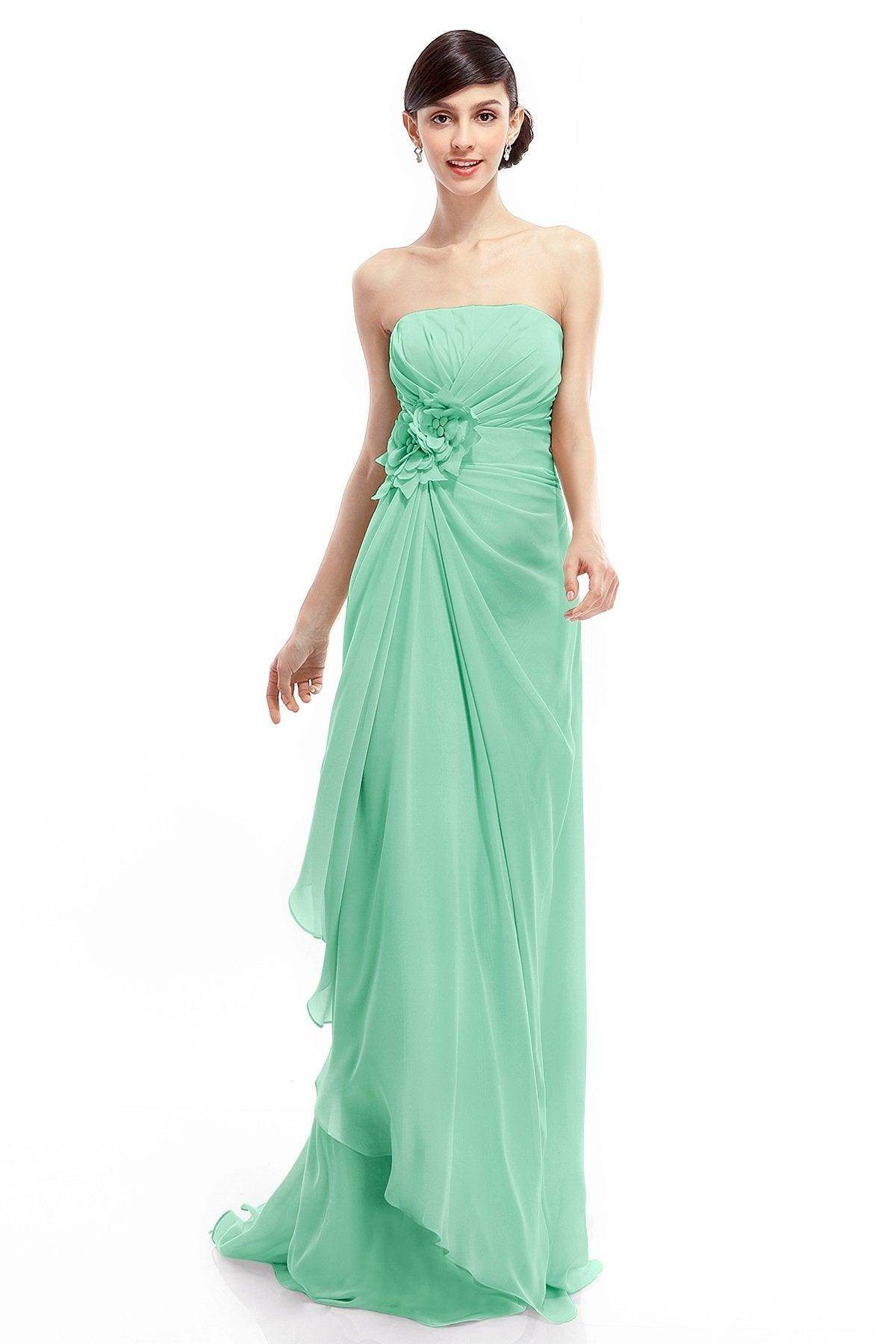 Sheath Sweep Train Chiffon Bridesmaid Dresses COLT1400B