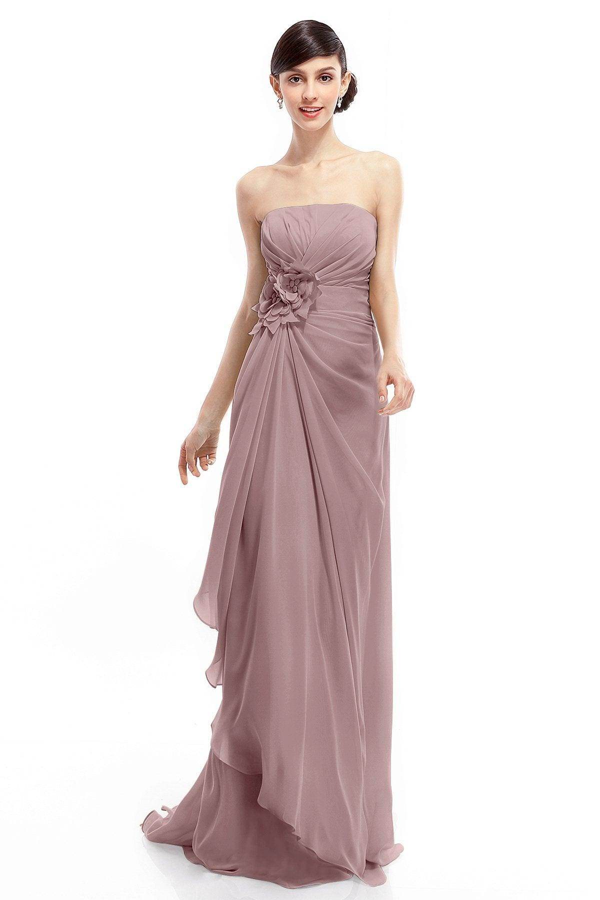 Sheath Sweep Train Chiffon Bridesmaid Dresses COLT1400B