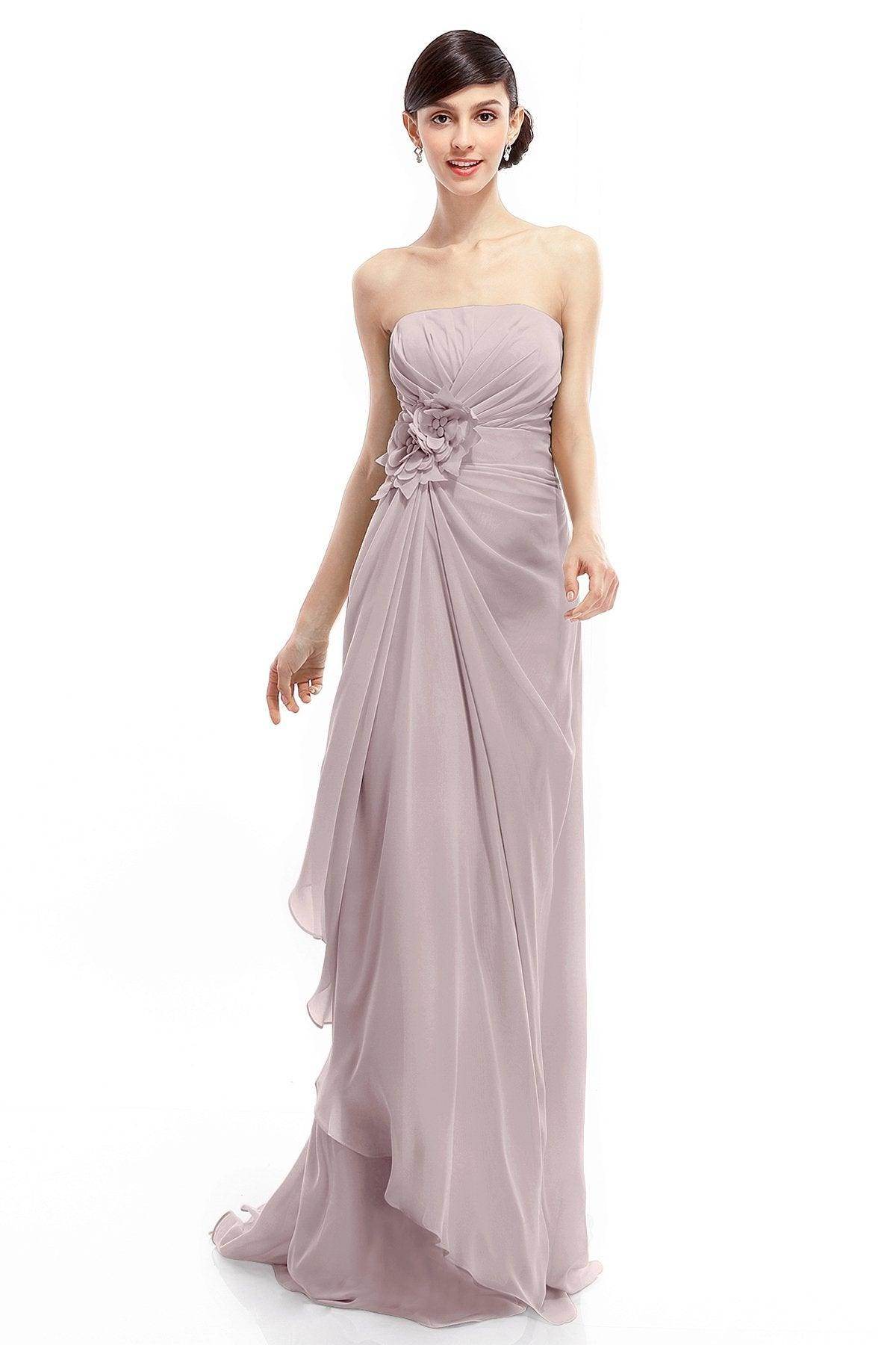 Sheath Sweep Train Chiffon Bridesmaid Dresses COLT1400B