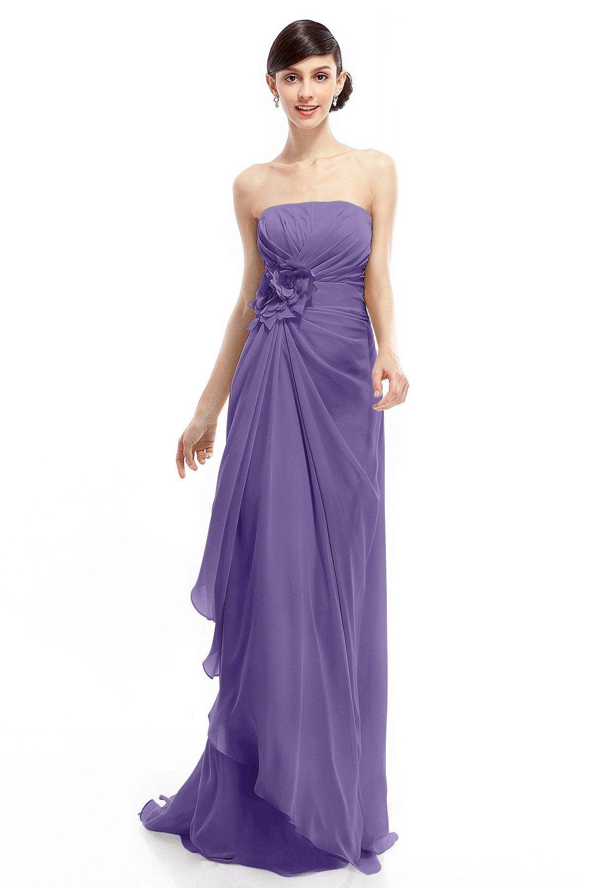 Sheath Sweep Train Chiffon Bridesmaid Dresses COLT1400B