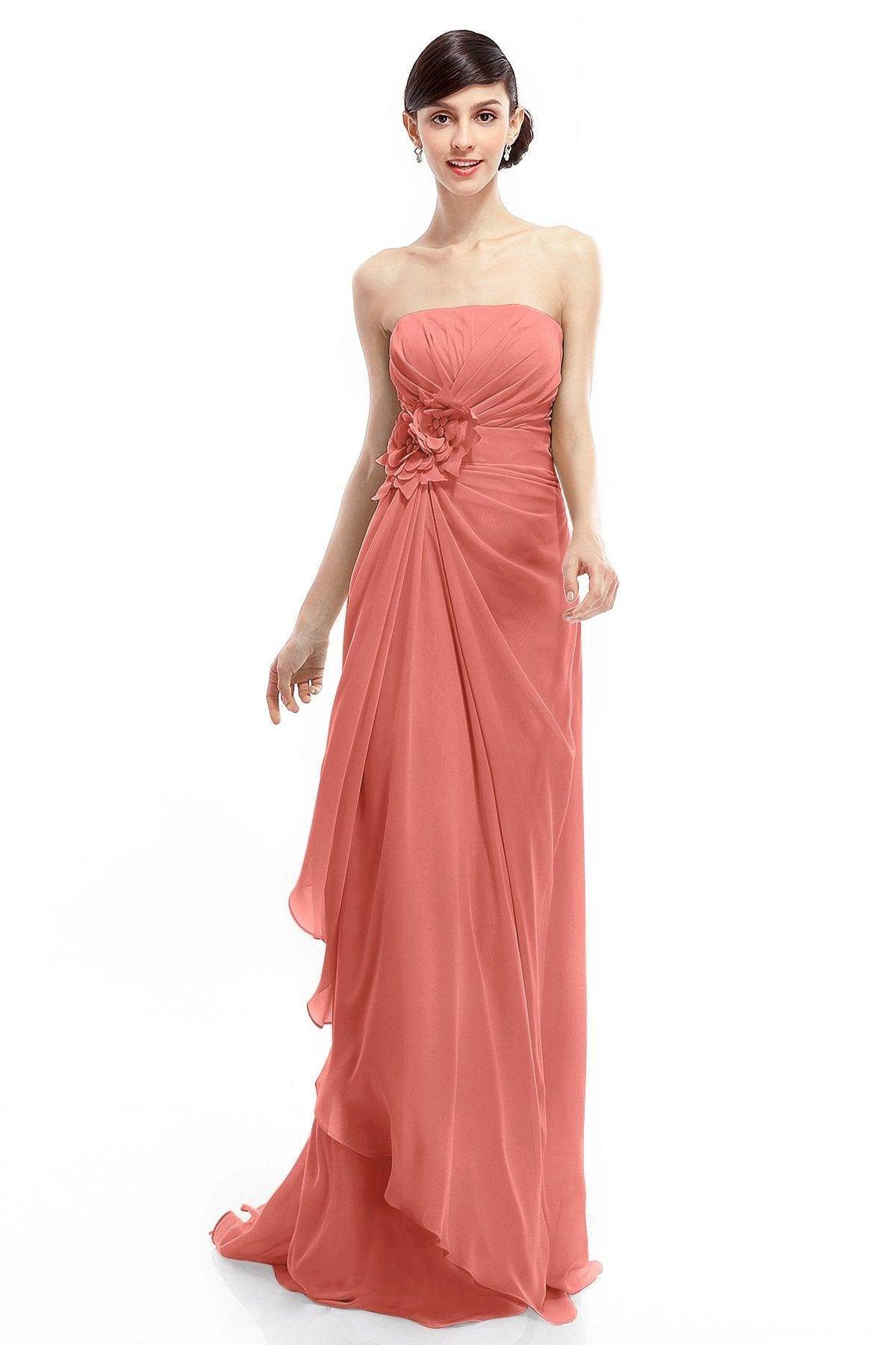 Sheath Sweep Train Chiffon Bridesmaid Dresses COLT1400B