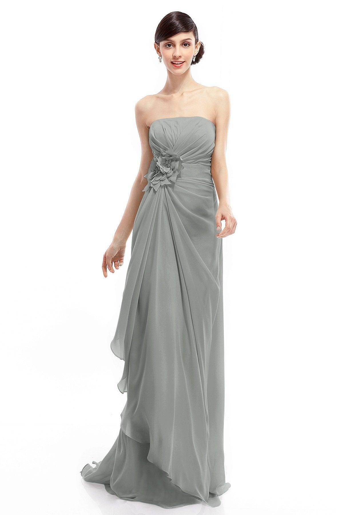Sheath Sweep Train Chiffon Bridesmaid Dresses COLT1400B