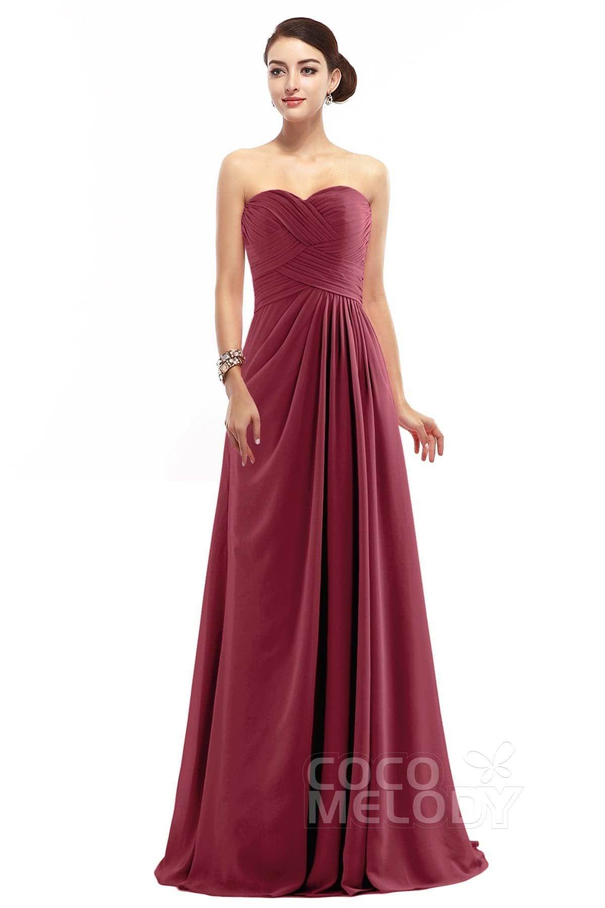 Sheath Floor Length Chiffon Bridesmaid Dress COZF1401D