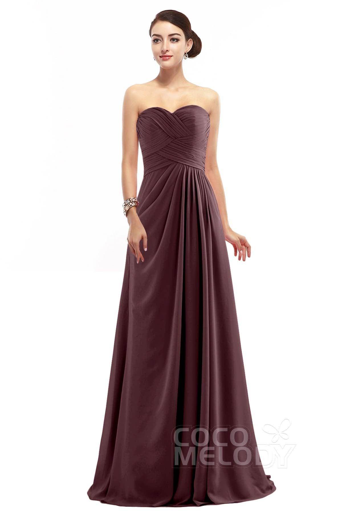 Sheath Floor Length Chiffon Bridesmaid Dress COZF1401D