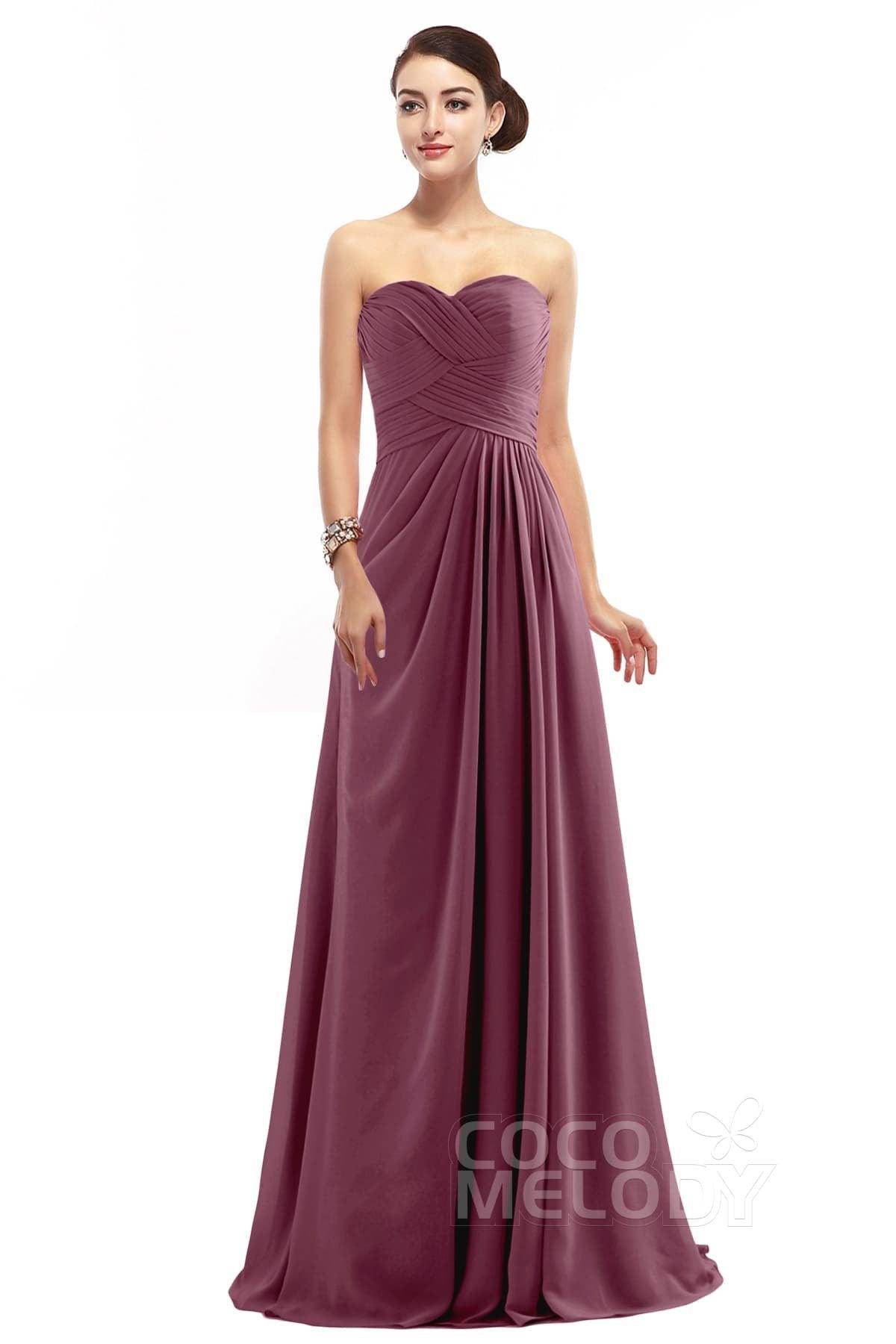 Sheath Floor Length Chiffon Bridesmaid Dress COZF1401D