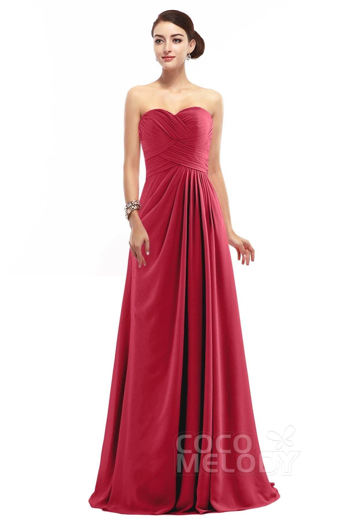 Sheath Floor Length Chiffon Bridesmaid Dress COZF1401D