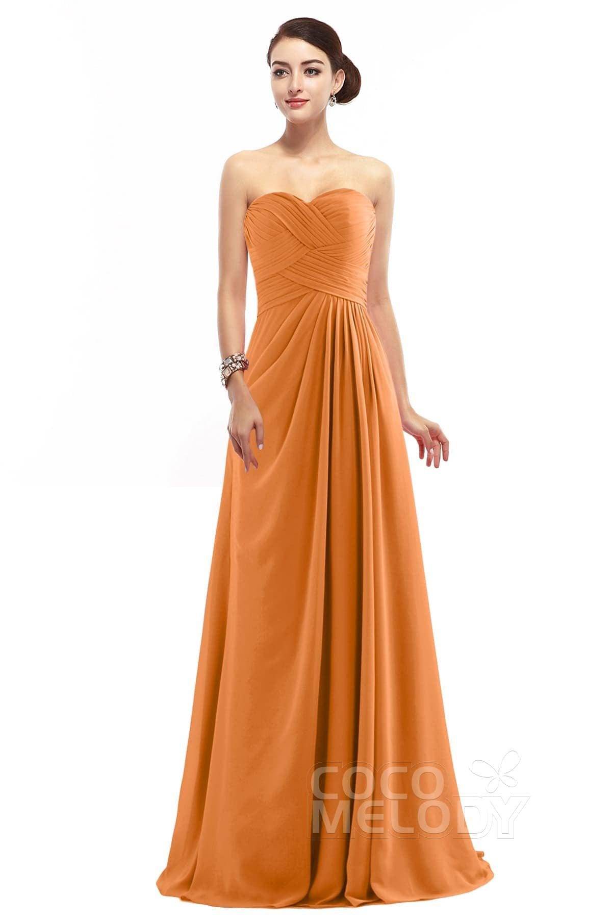 Sheath Floor Length Chiffon Bridesmaid Dress COZF1401D