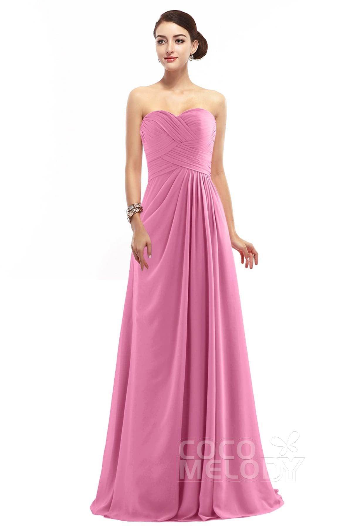 Sheath Floor Length Chiffon Bridesmaid Dress COZF1401D