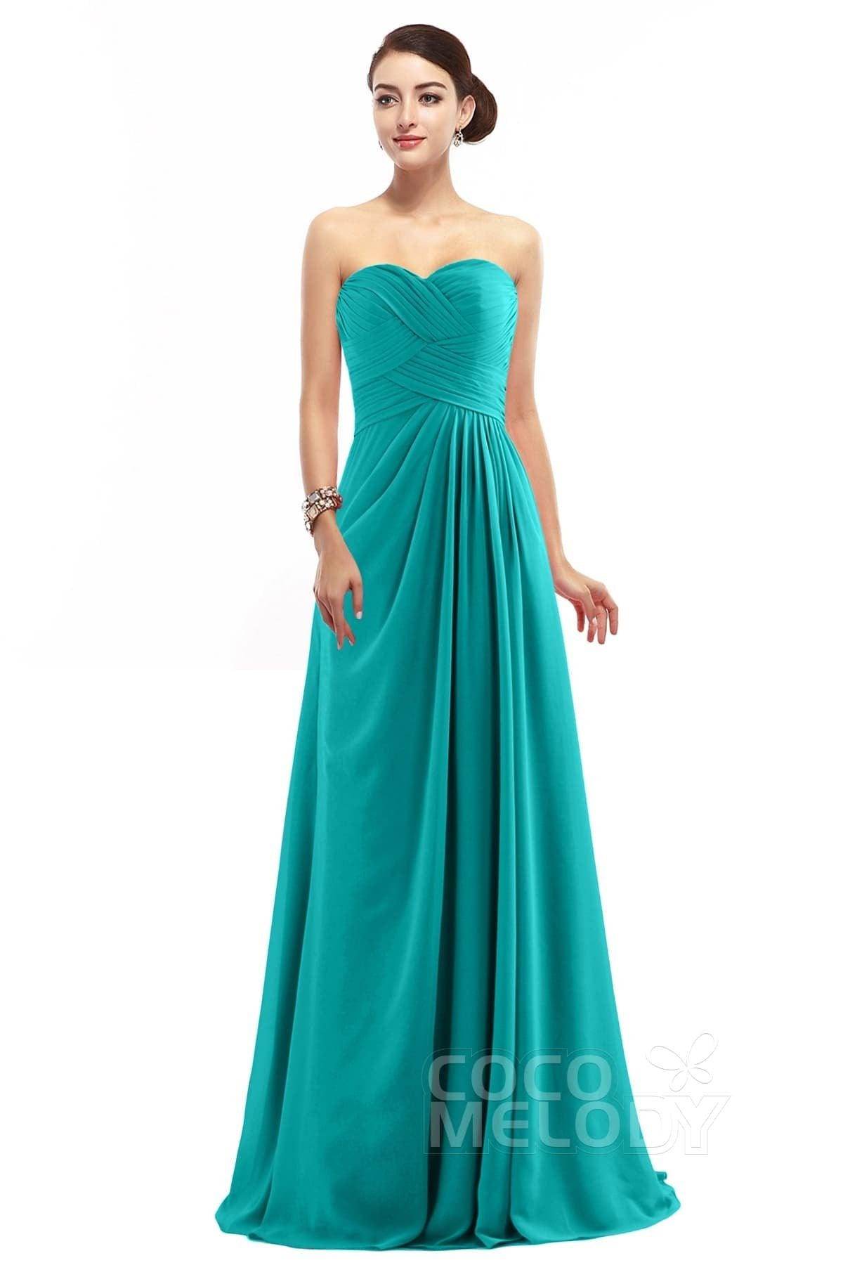 Sheath Floor Length Chiffon Bridesmaid Dress COZF1401D