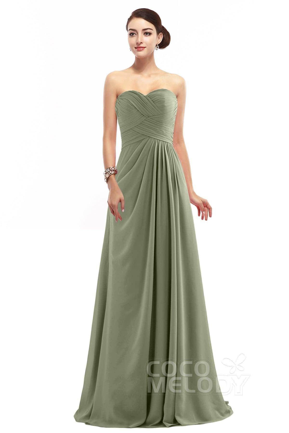 Sheath Floor Length Chiffon Bridesmaid Dress COZF1401D