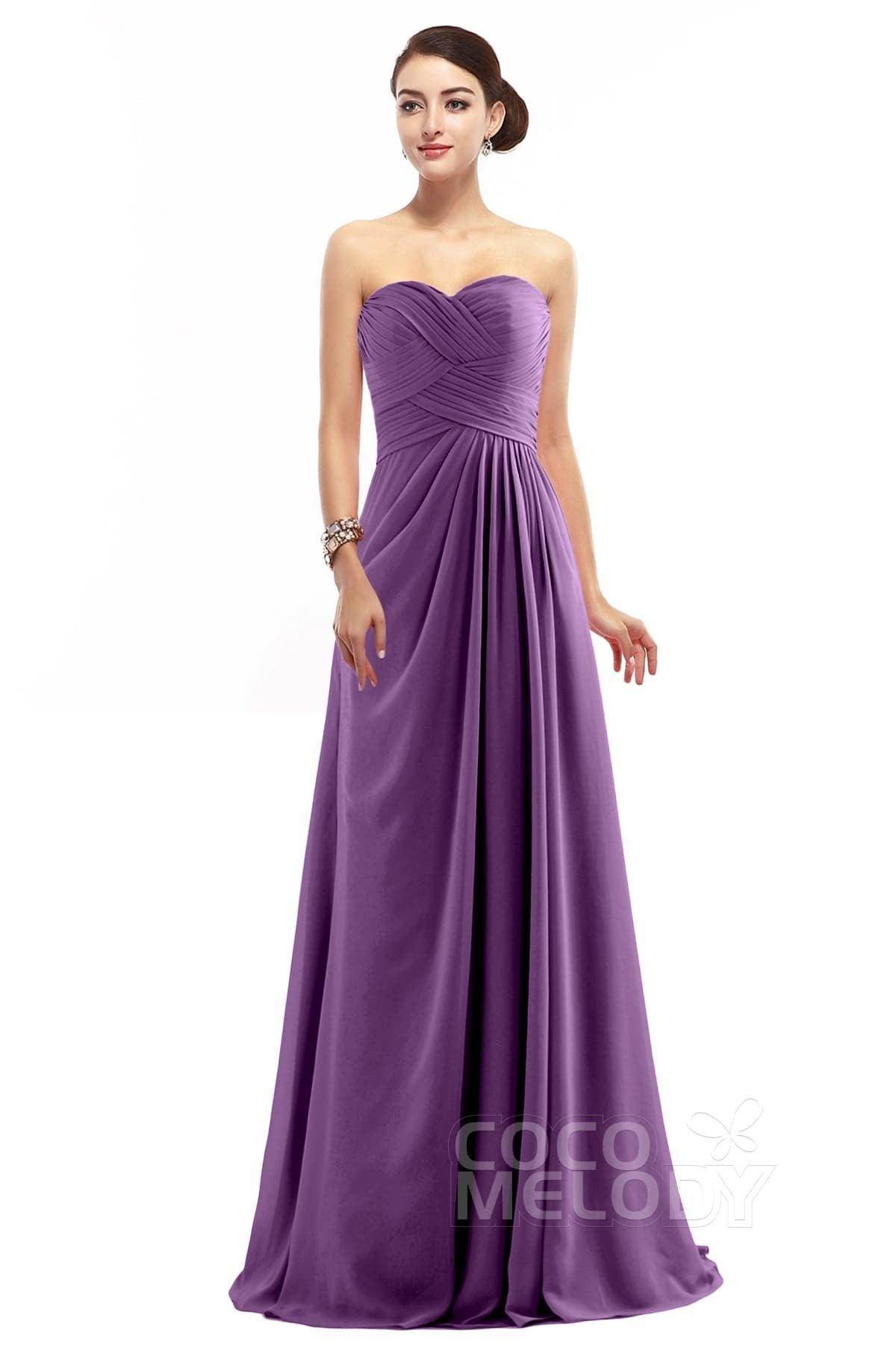 Sheath Floor Length Chiffon Bridesmaid Dress COZF1401D