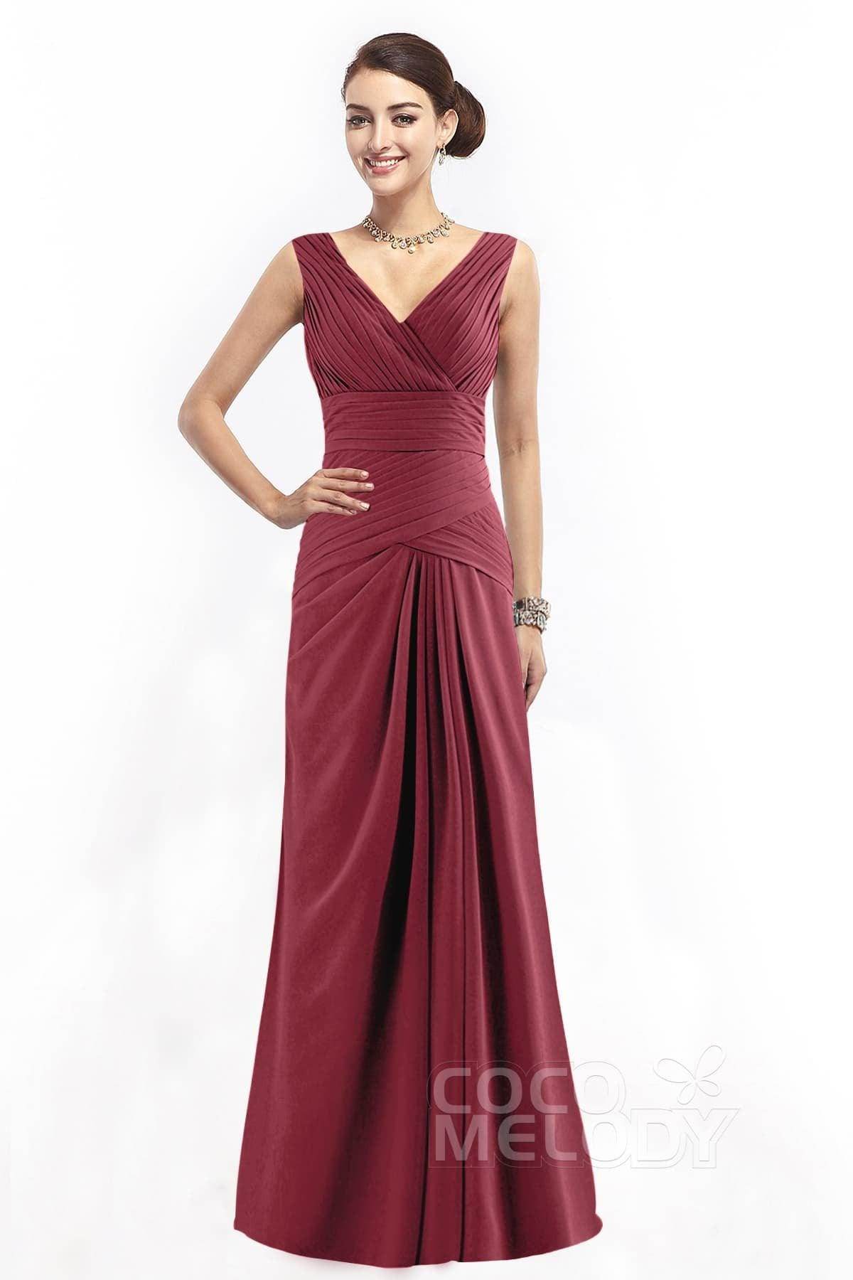 Sheath Floor Length Chiffon Bridesmaid Dress COZF1401E