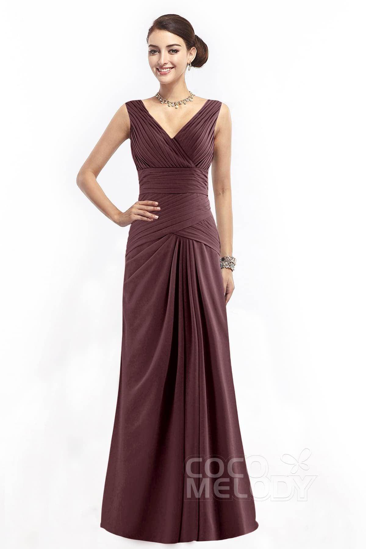 Sheath Floor Length Chiffon Bridesmaid Dress COZF1401E