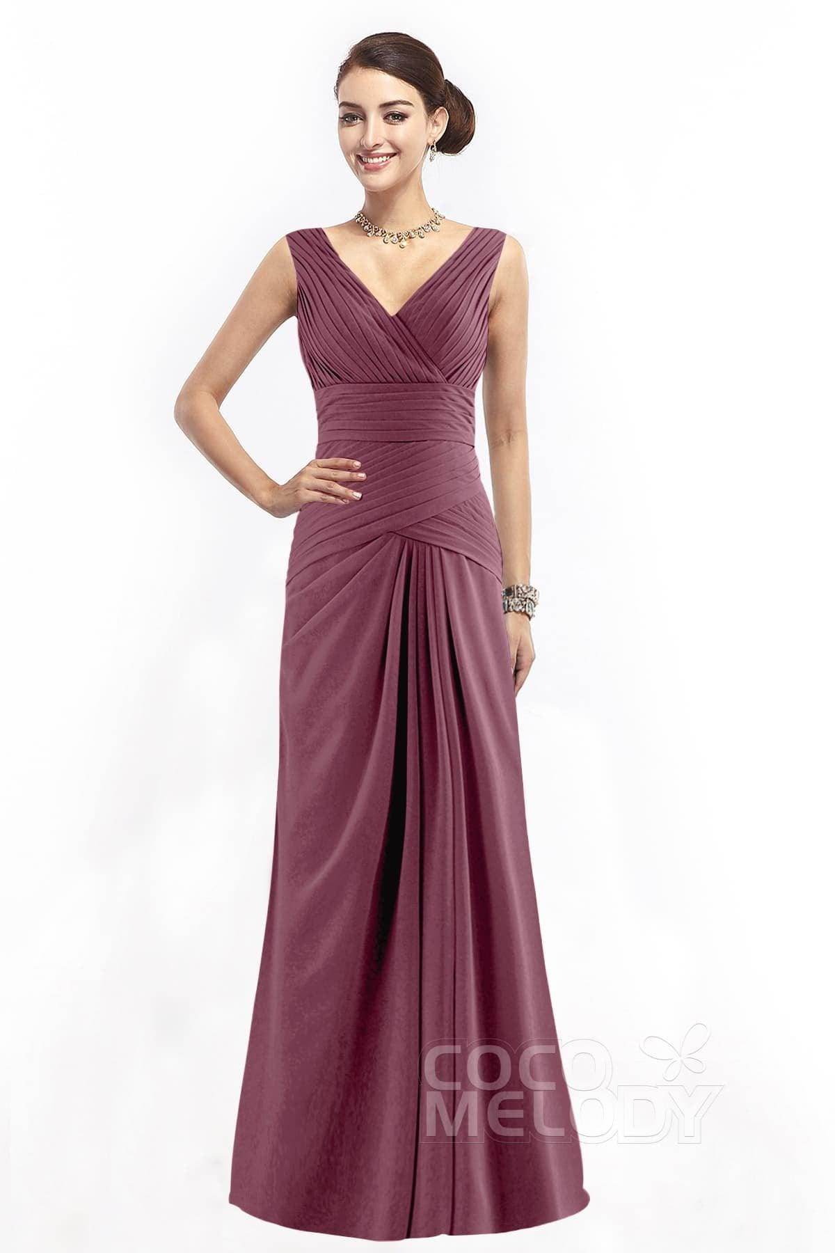 Sheath Floor Length Chiffon Bridesmaid Dress COZF1401E