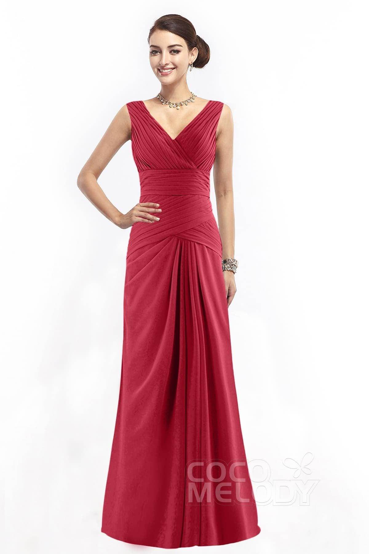 Sheath Floor Length Chiffon Bridesmaid Dress COZF1401E