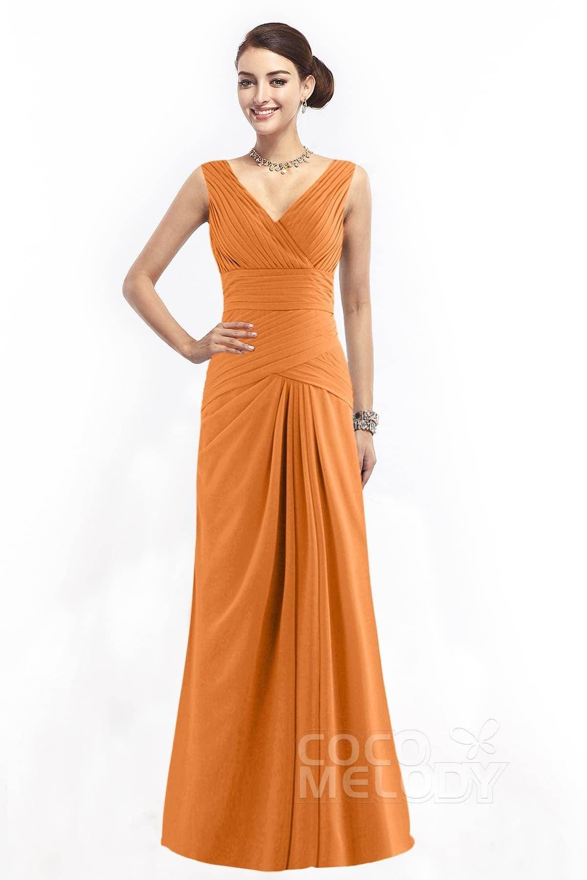 Sheath Floor Length Chiffon Bridesmaid Dress COZF1401E